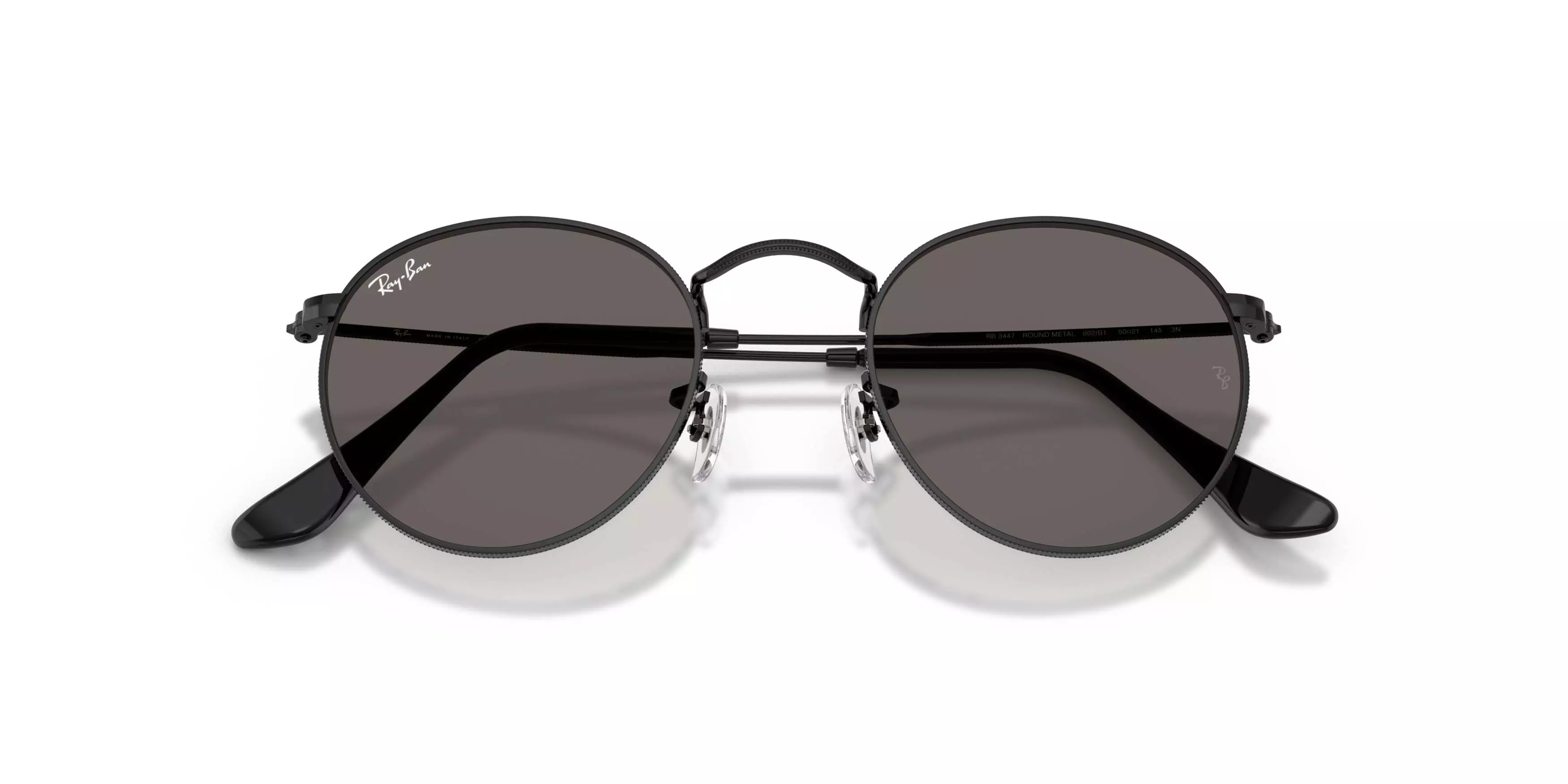 Ray-Ban Round Metal Dark Grey Sunglasses - Black - BLACK/GREY