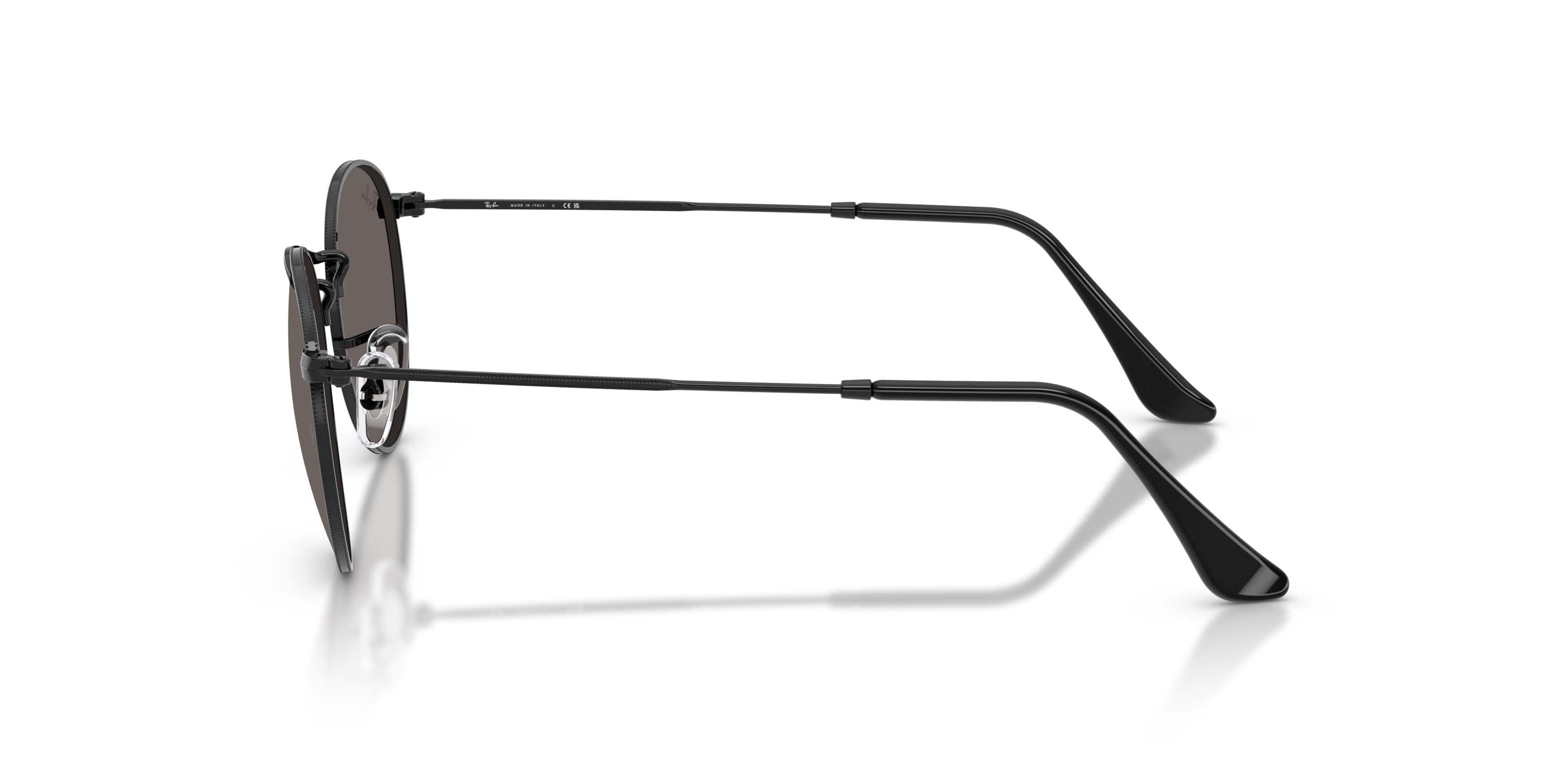 Ray-Ban Round Metal Dark Grey Sunglasses - Black - BLACK/GREY