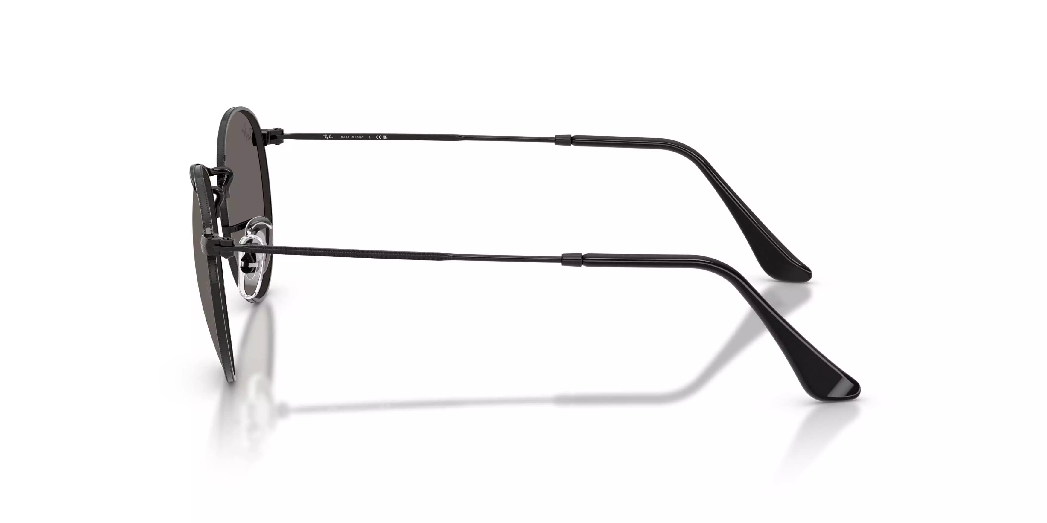 Ray-Ban Round Metal Dark Grey Sunglasses - Black - BLACK/GREY