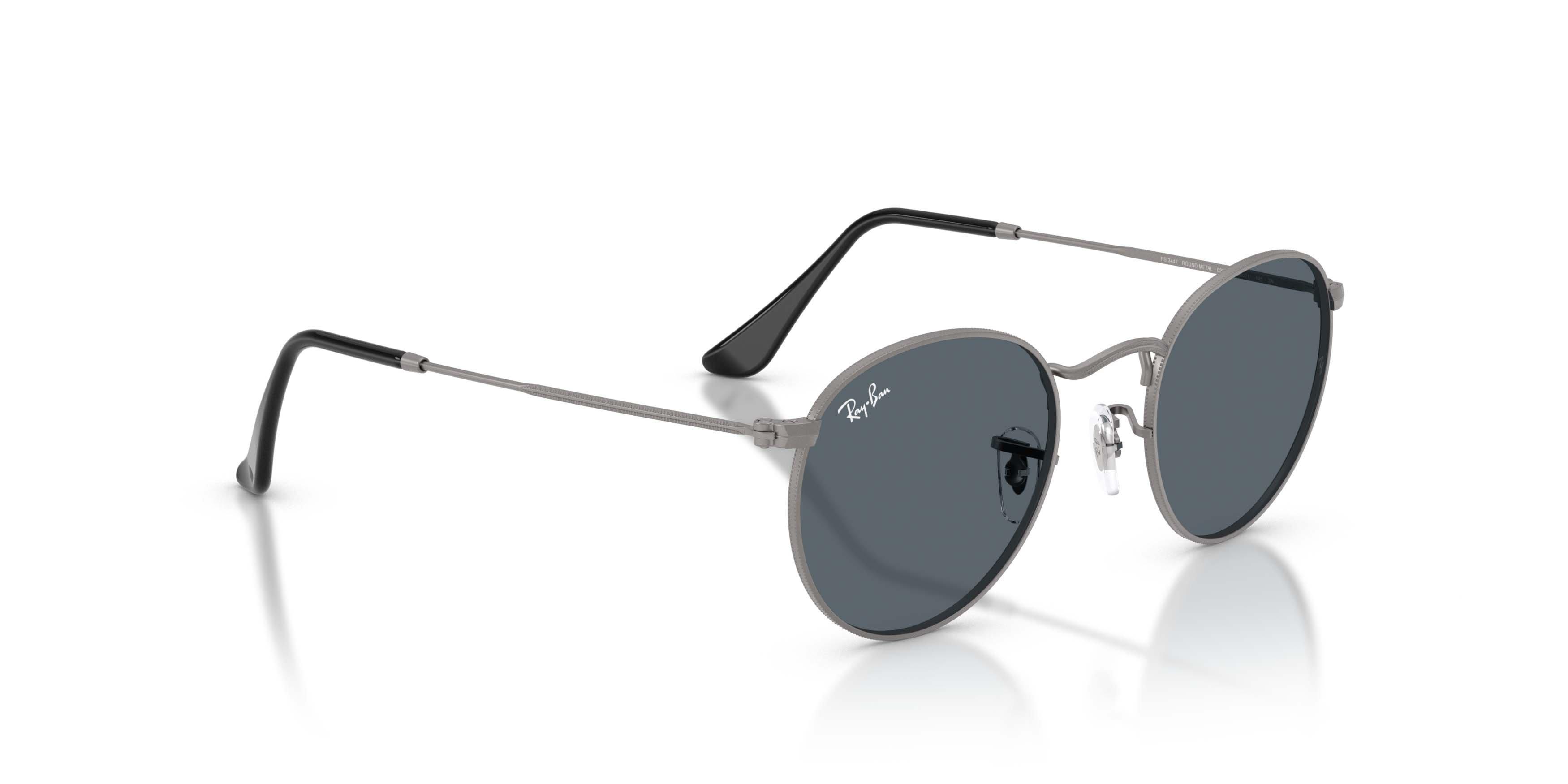 Ray-Ban Round Metal Blue Sunglasses - Gunmetal - GREY/BLUE