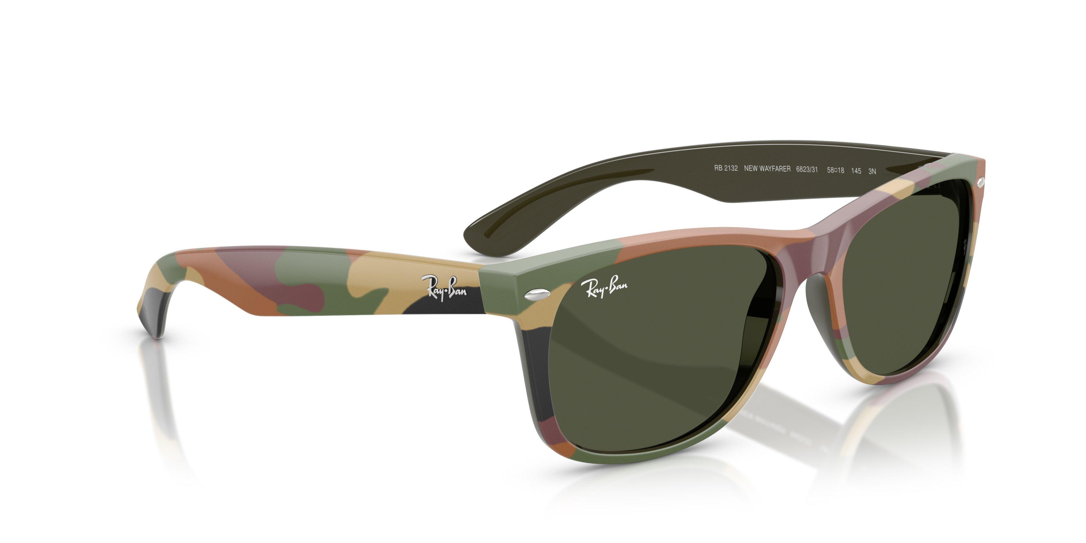 Ray-Ban New Wayfarer Classic Green Sunglasses - Camo - CAMO/GREEN Thumbnail View 4