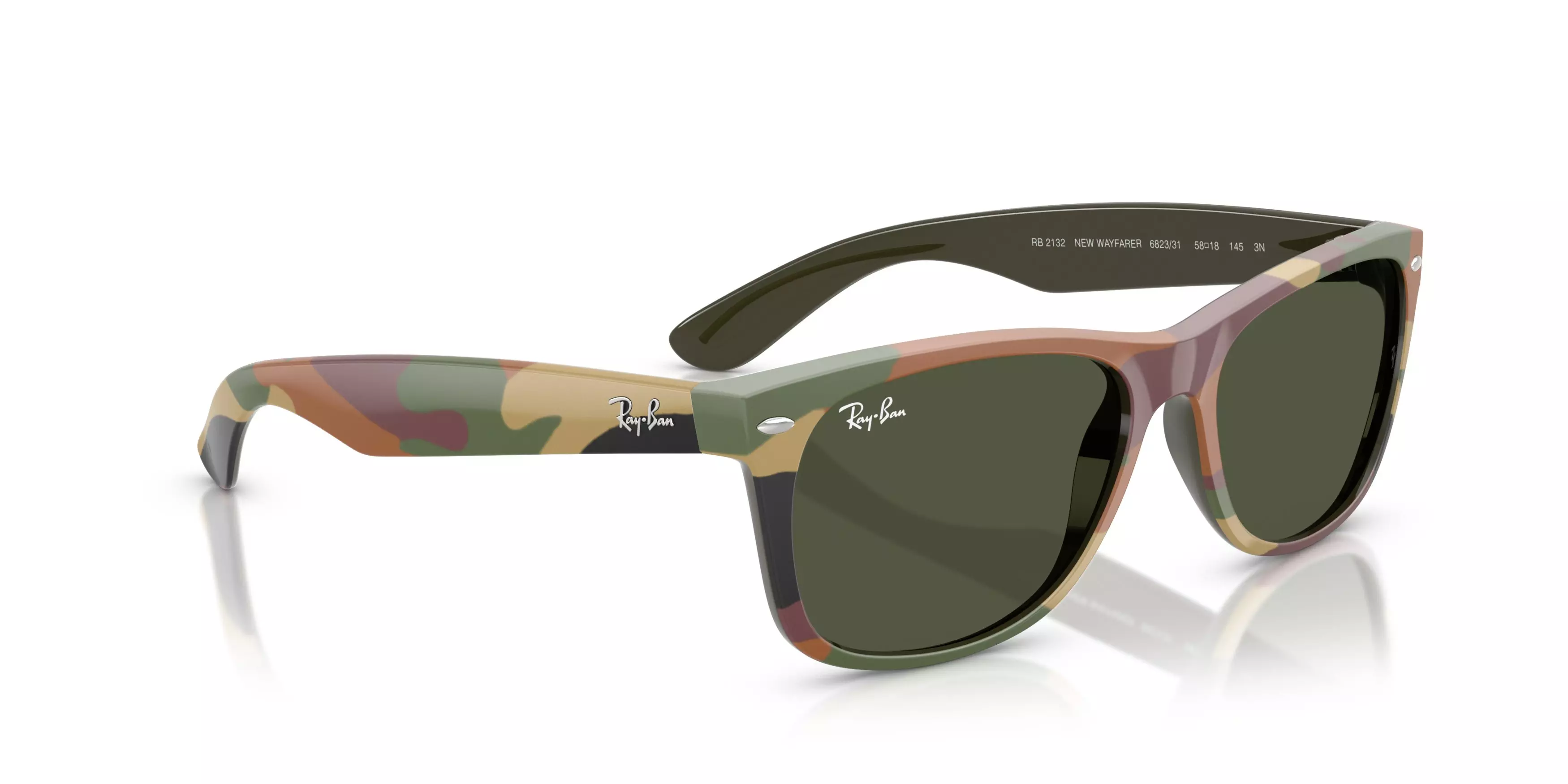 Ray-Ban New Wayfarer Classic Green Sunglasses - Camo - CAMO/GREEN