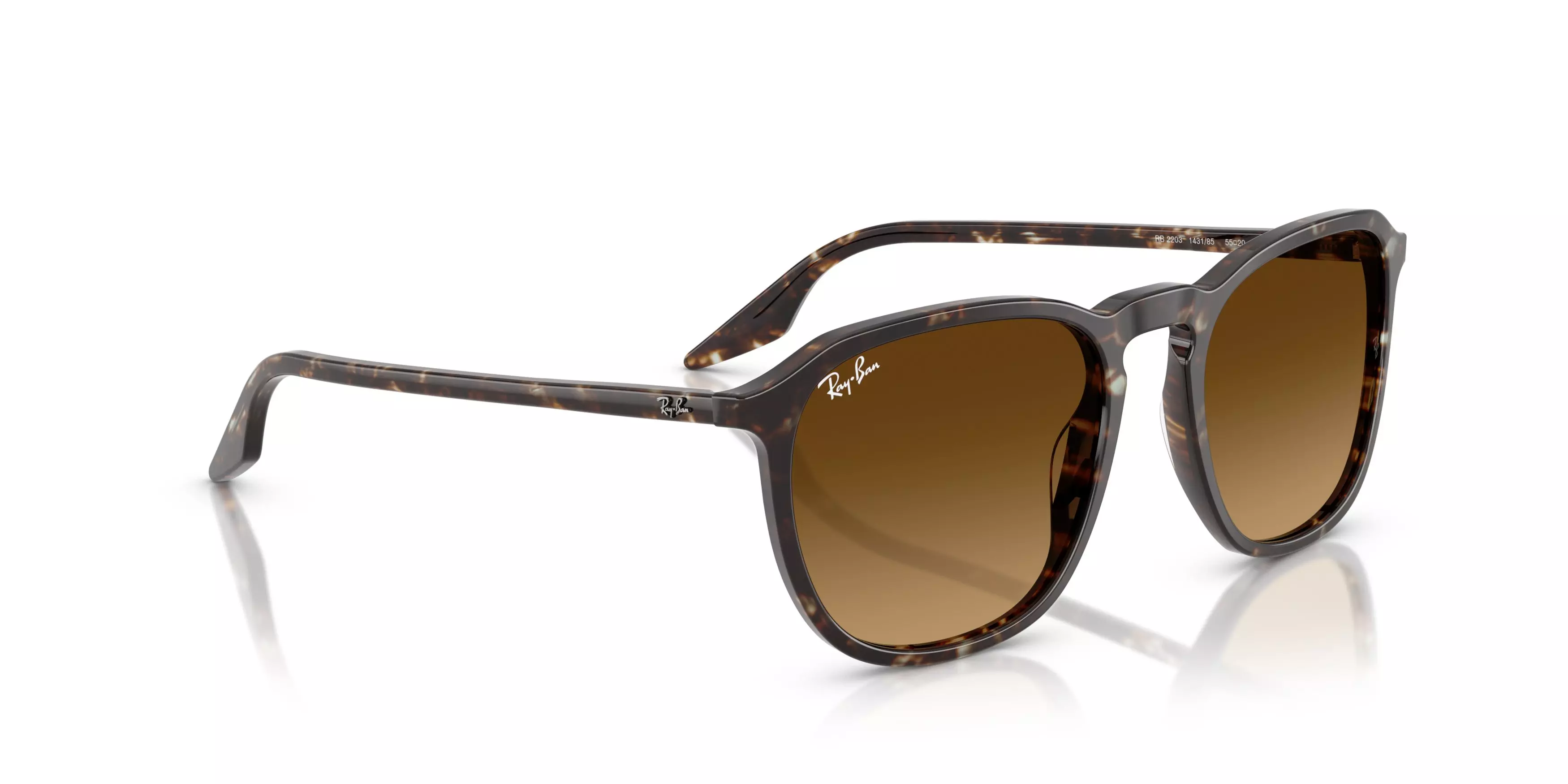 Ray-Ban RB2203 Brown Gradient Sunglasses - Yellow Turtle - BROWN