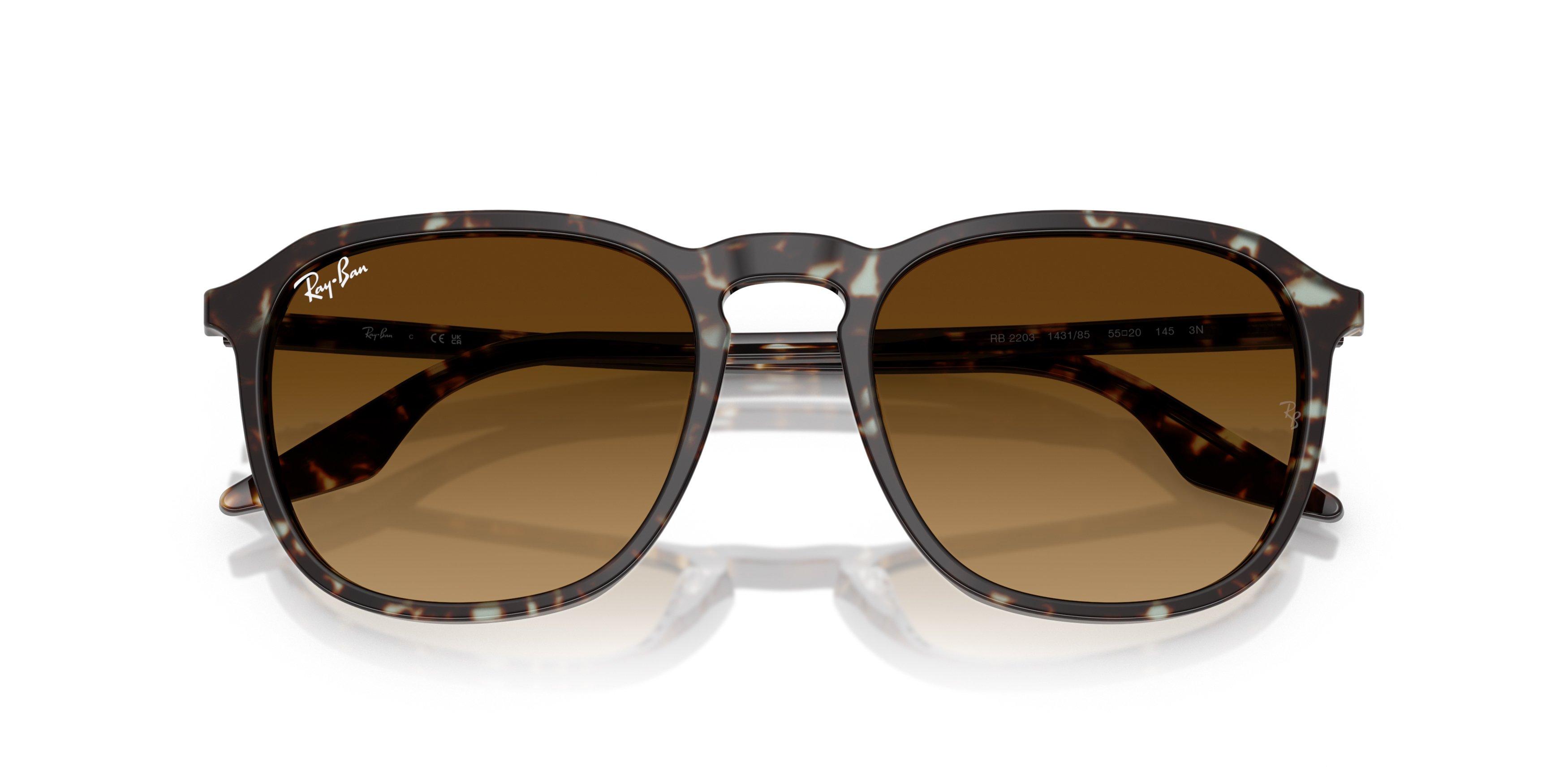 Ray-Ban RB2203 Brown Gradient Sunglasses - Yellow Turtle - BROWN Thumbnail View 5