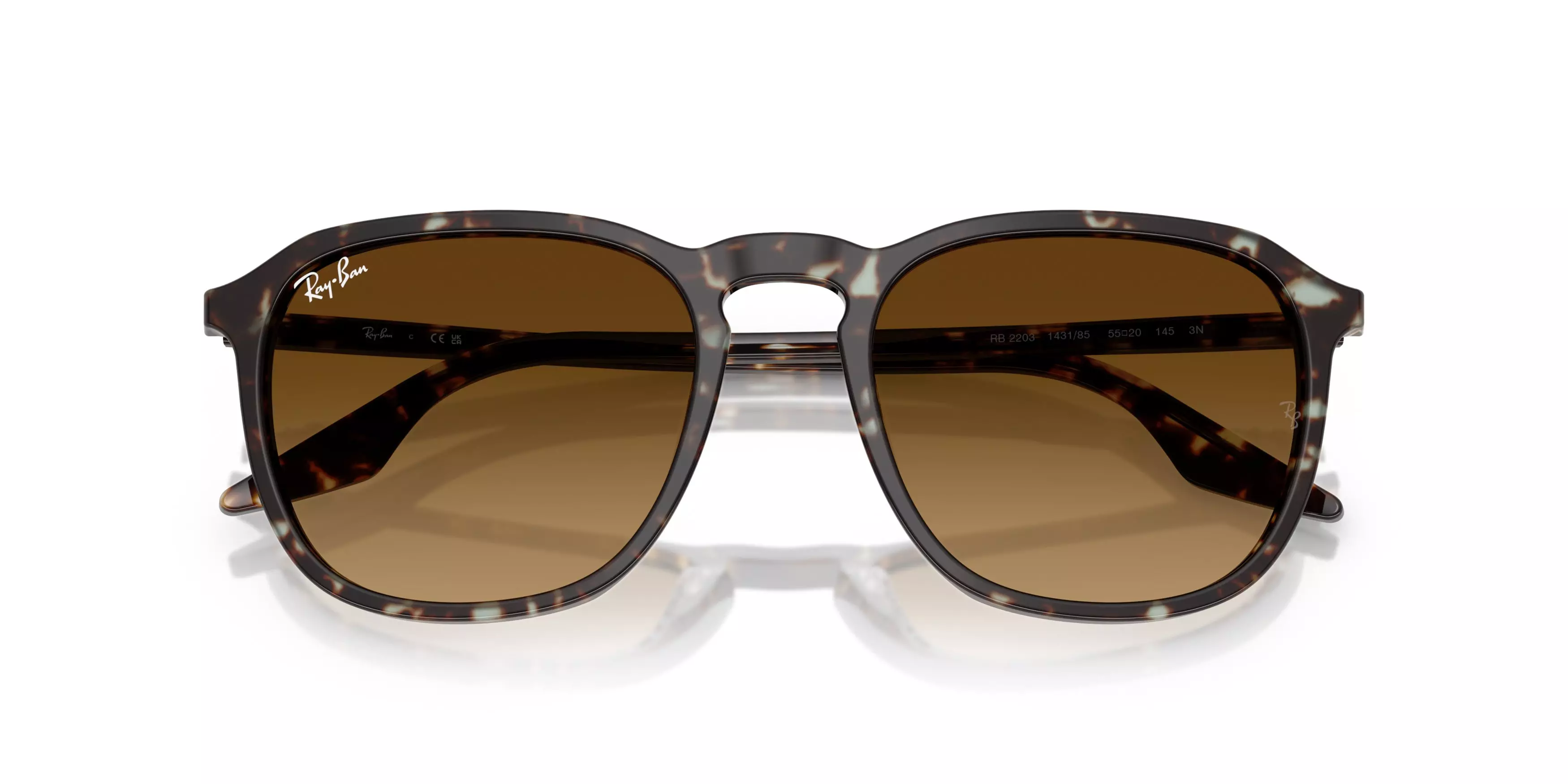 Ray-Ban RB2203 Brown Gradient Sunglasses - Yellow Turtle - BROWN