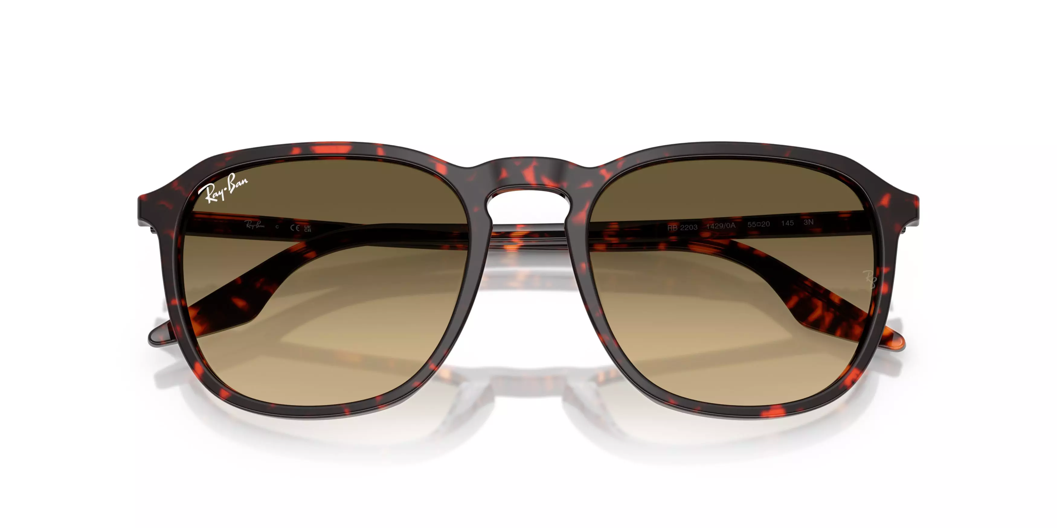 Ray-Ban RB2203 Brown Gradient Sunglasses - Red Turtle - BROWN