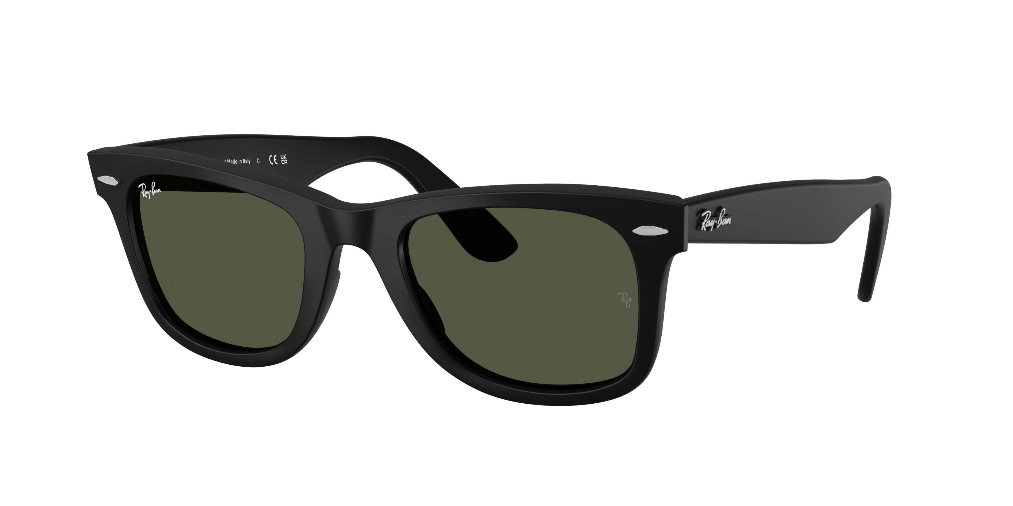Ray-Ban Original Wayfarer Classic Crystal Green Sunglasses - Matte Black - BLACK/GREEN