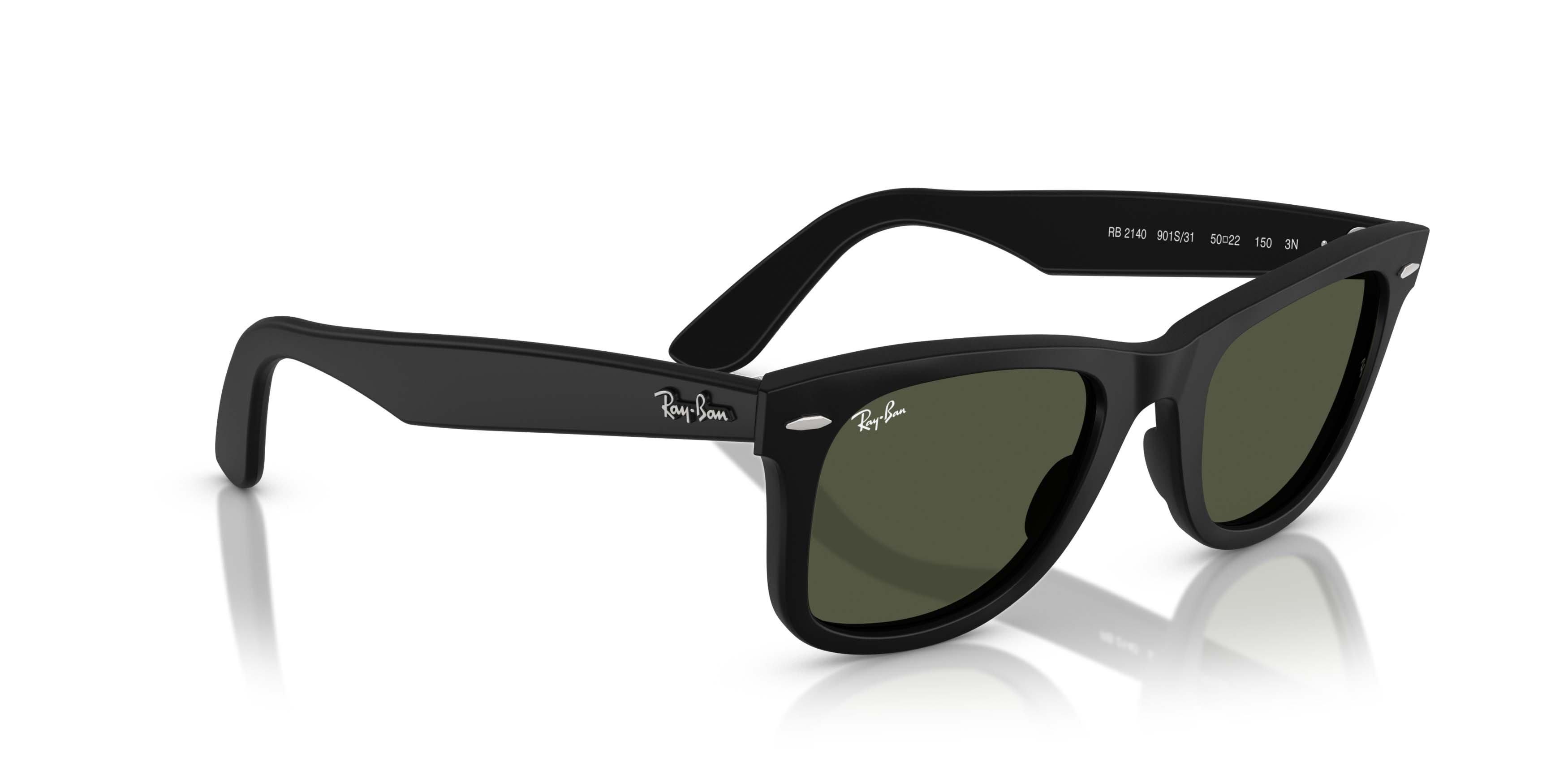 Ray-Ban Original Wayfarer Classic Crystal Green Sunglasses - Matte Black - BLACK/GREEN