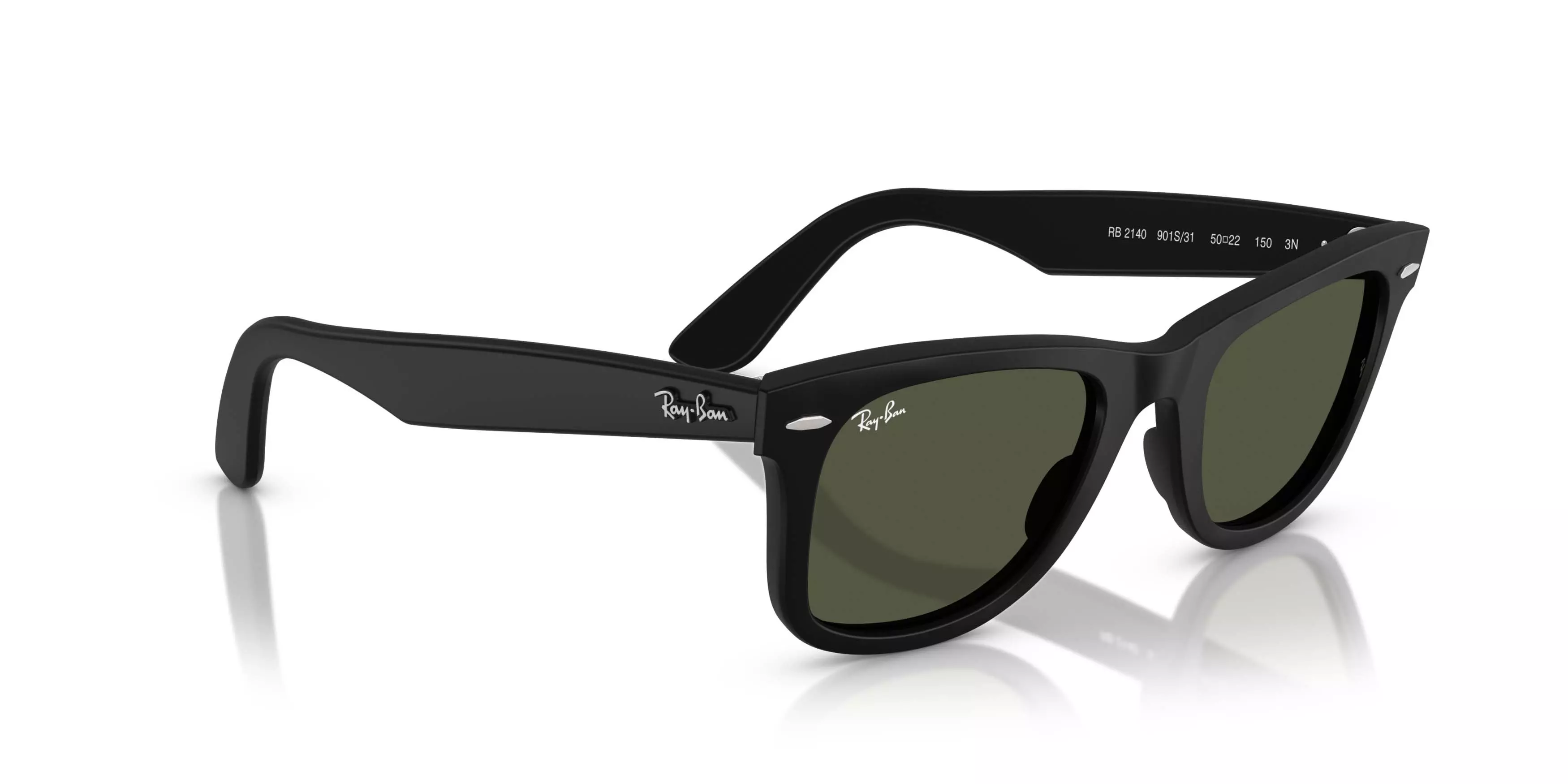 Ray-Ban Original Wayfarer Classic Crystal Green Sunglasses - Matte Black - BLACK/GREEN