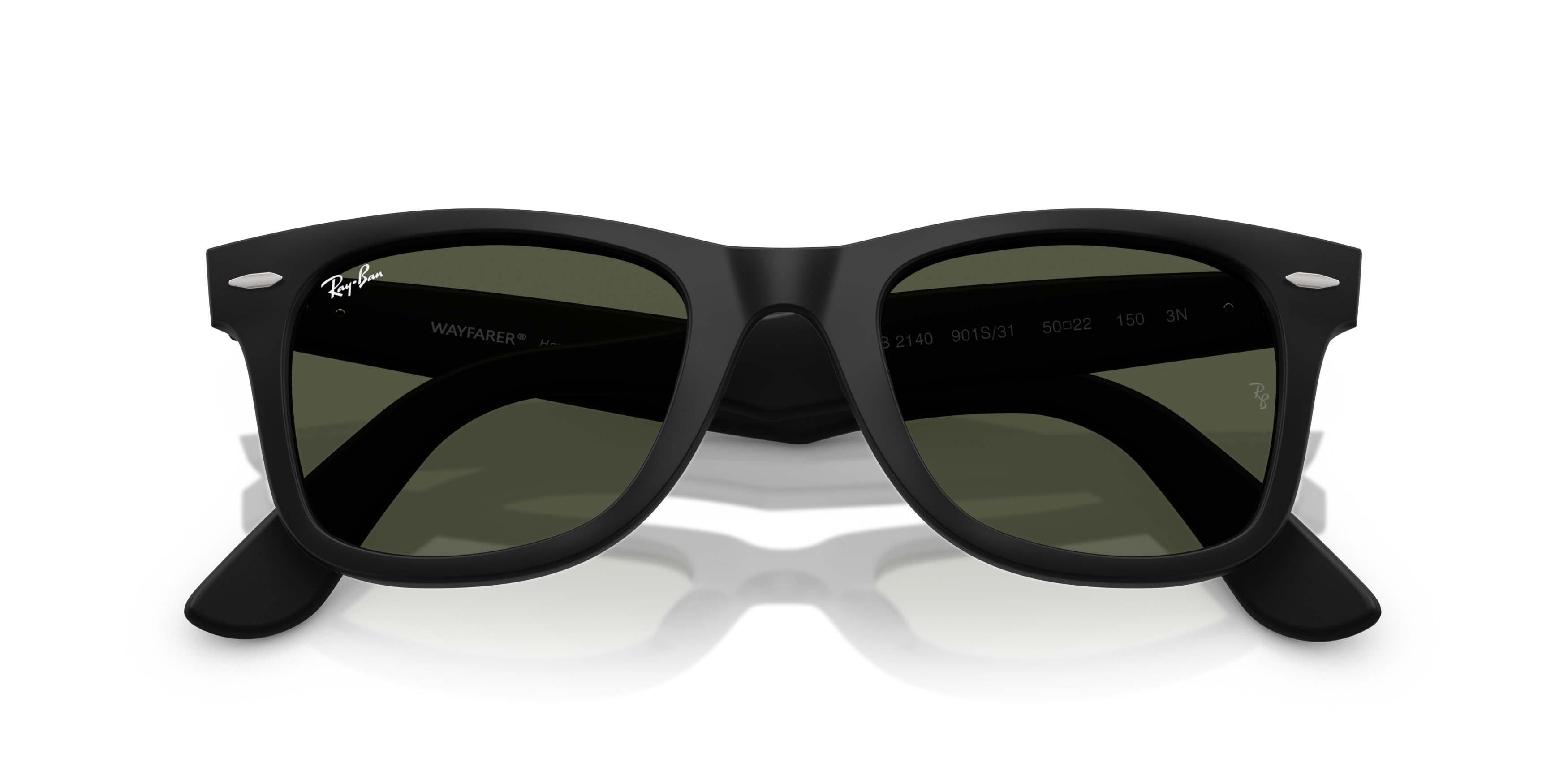 Ray-Ban Original Wayfarer Classic Crystal Green Sunglasses - Matte Black - BLACK/GREEN