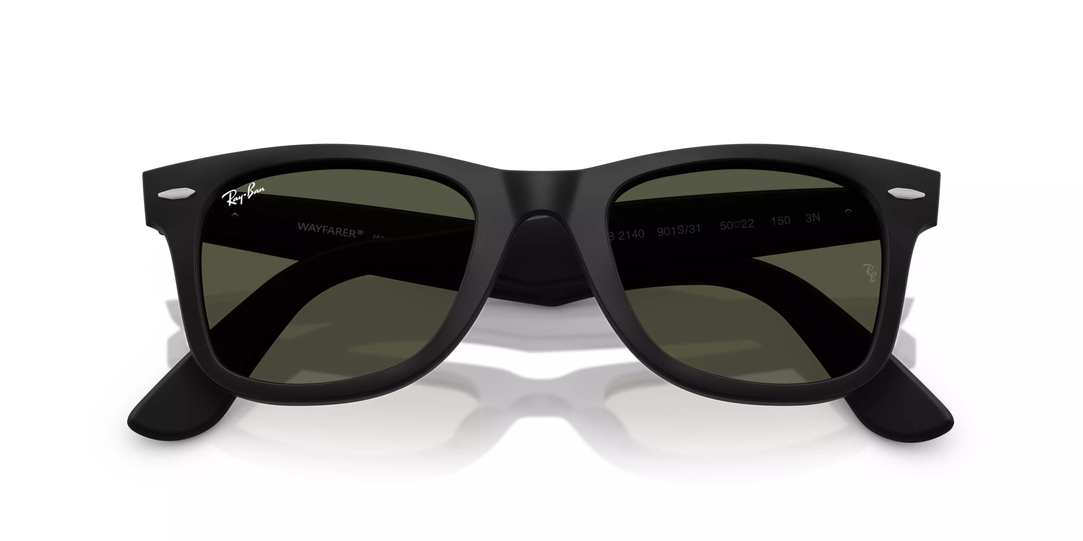 Ray-Ban Original Wayfarer Classic Crystal Green Sunglasses - Matte Black - BLACK/GREEN