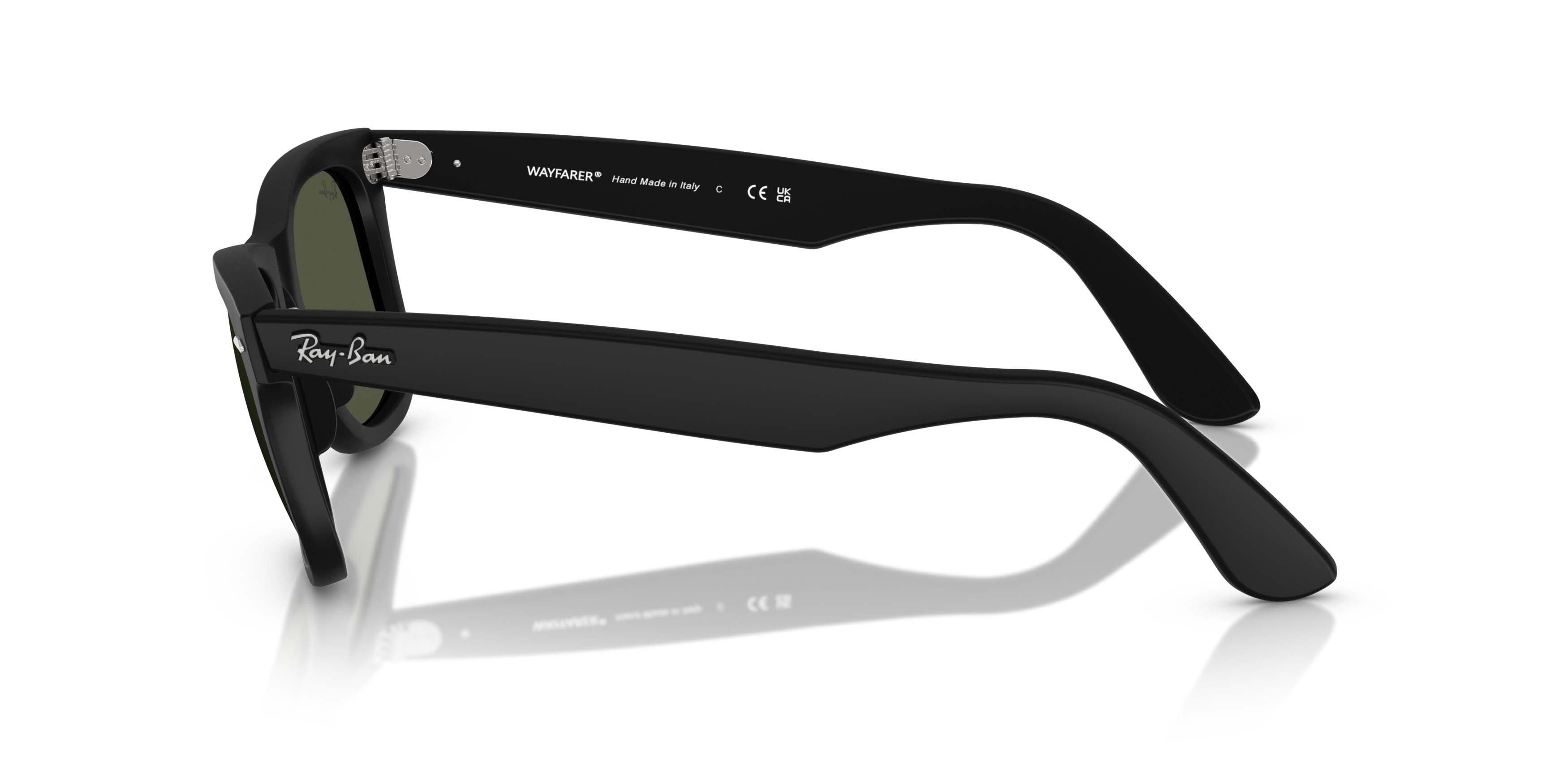 Ray-Ban Original Wayfarer Classic Crystal Green Sunglasses - Matte Black - BLACK/GREEN