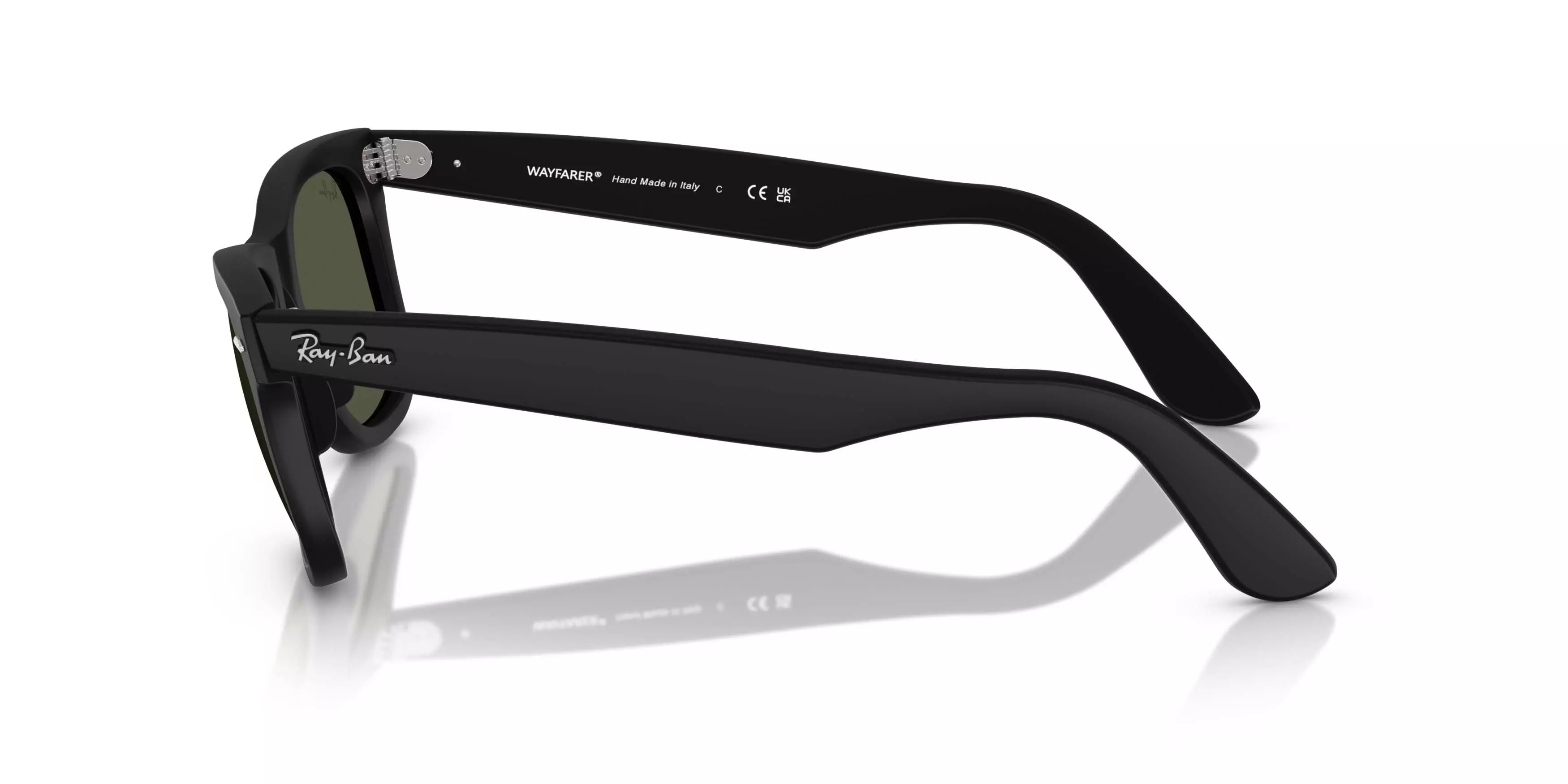 Ray-Ban Original Wayfarer Classic Crystal Green Sunglasses - Matte Black - BLACK/GREEN