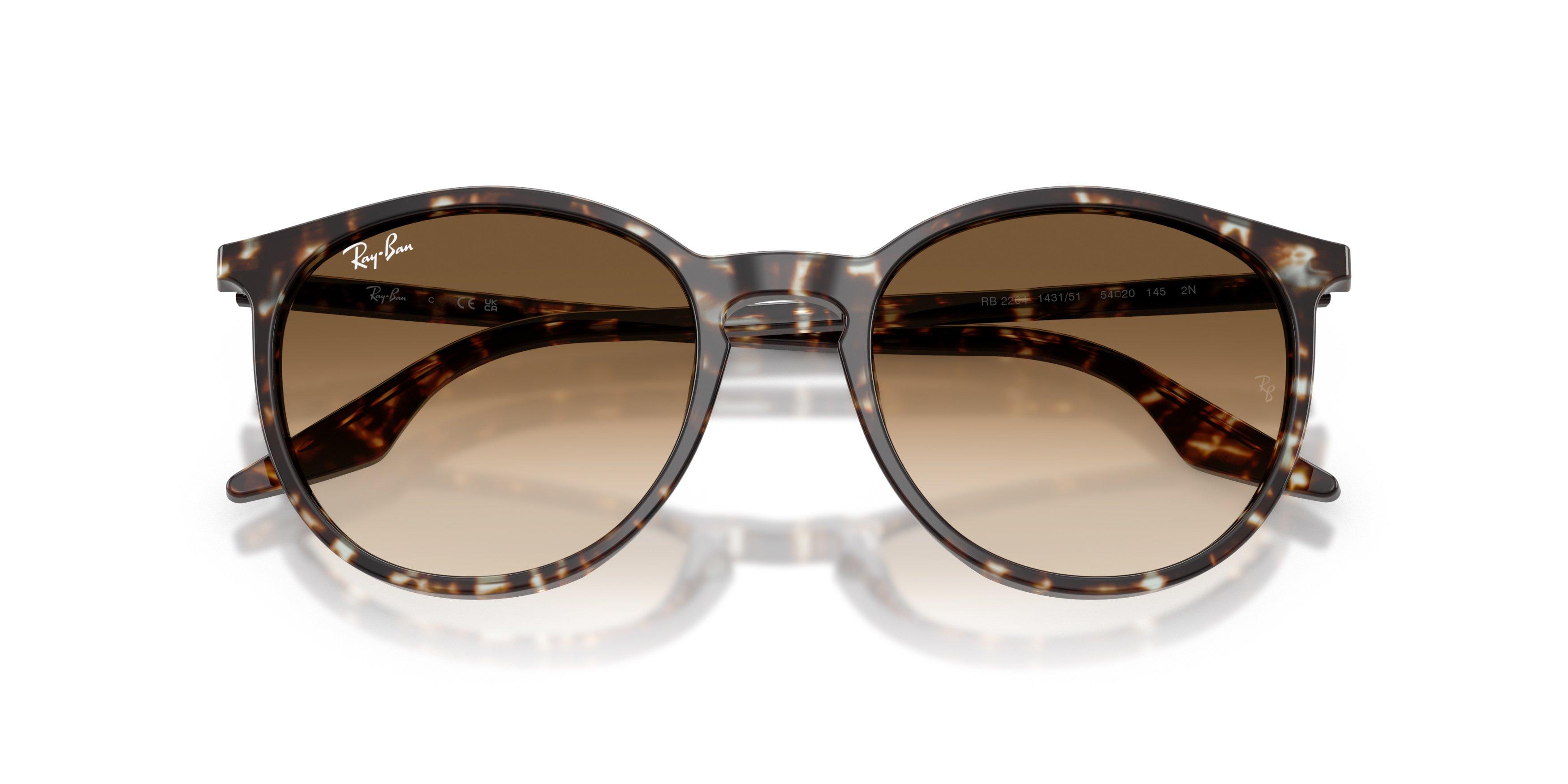 Ray-Ban RB2204 Brown Gradient Sunglasses - Yellow Turtle - BROWN Thumbnail View 5