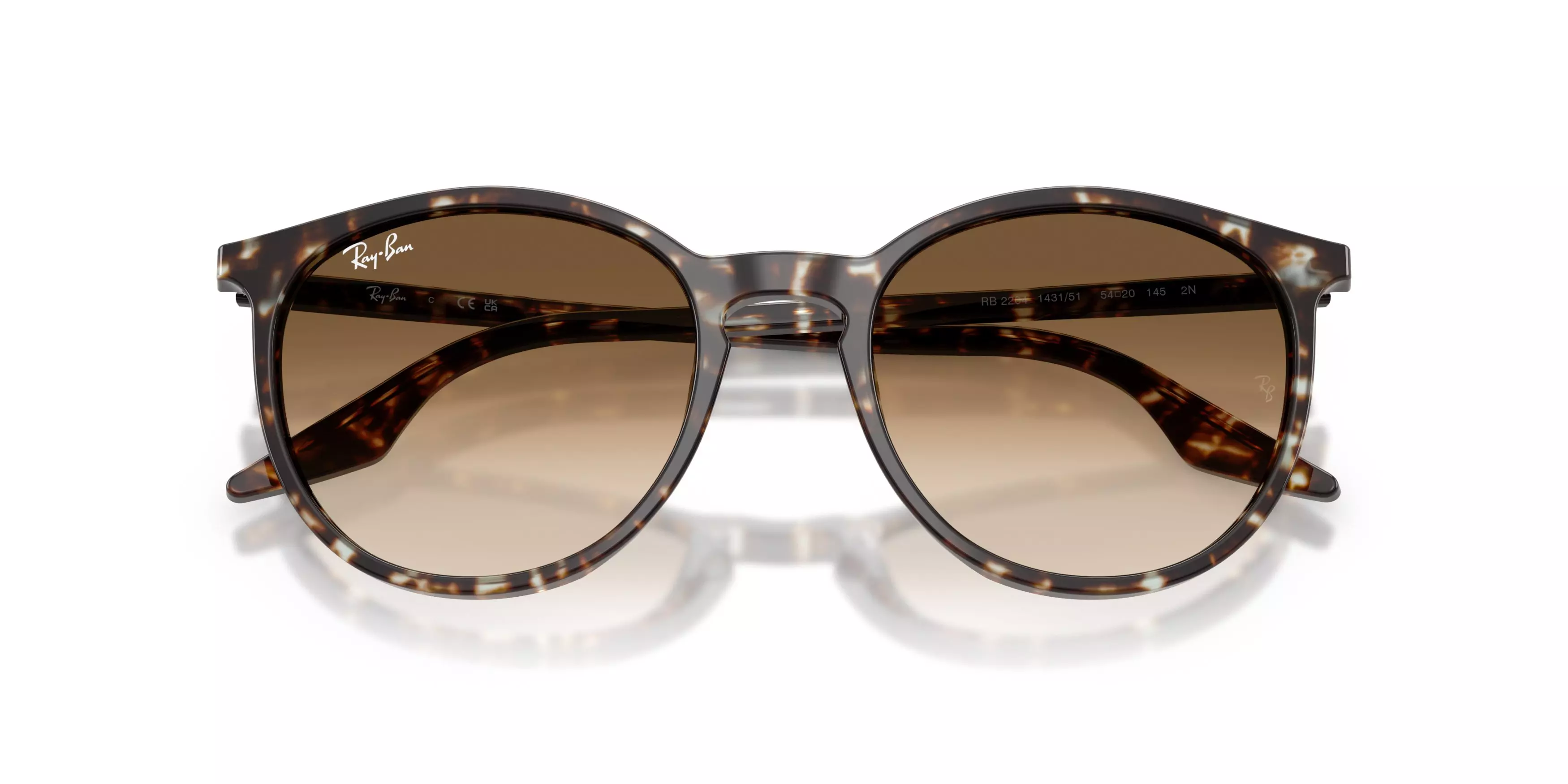 Ray-Ban RB2204 Brown Gradient Sunglasses - Yellow Turtle - BROWN