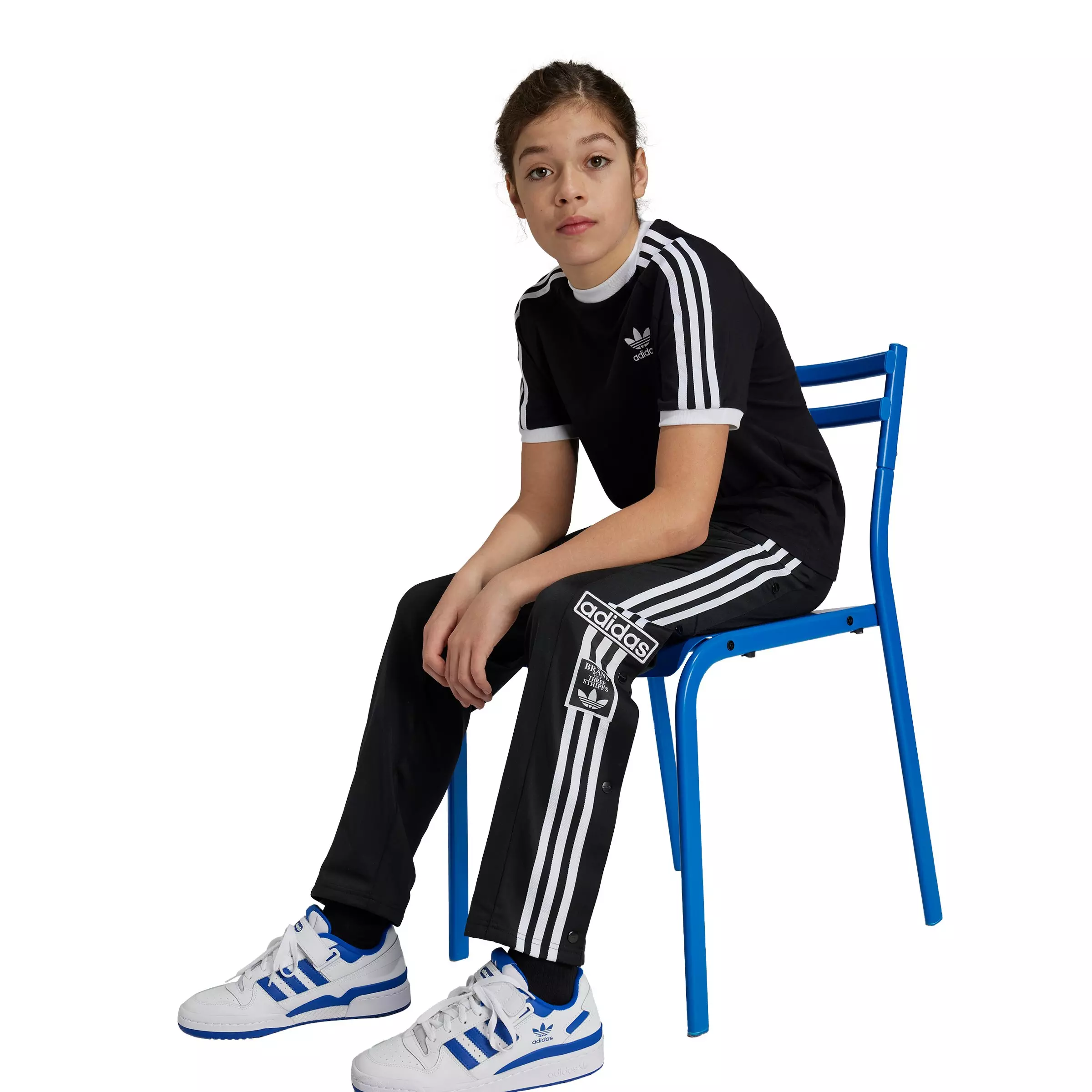 adidas Originals Big Kids' Adibreak 3-Stripes Tracksuit Bottoms - Black - BLACK