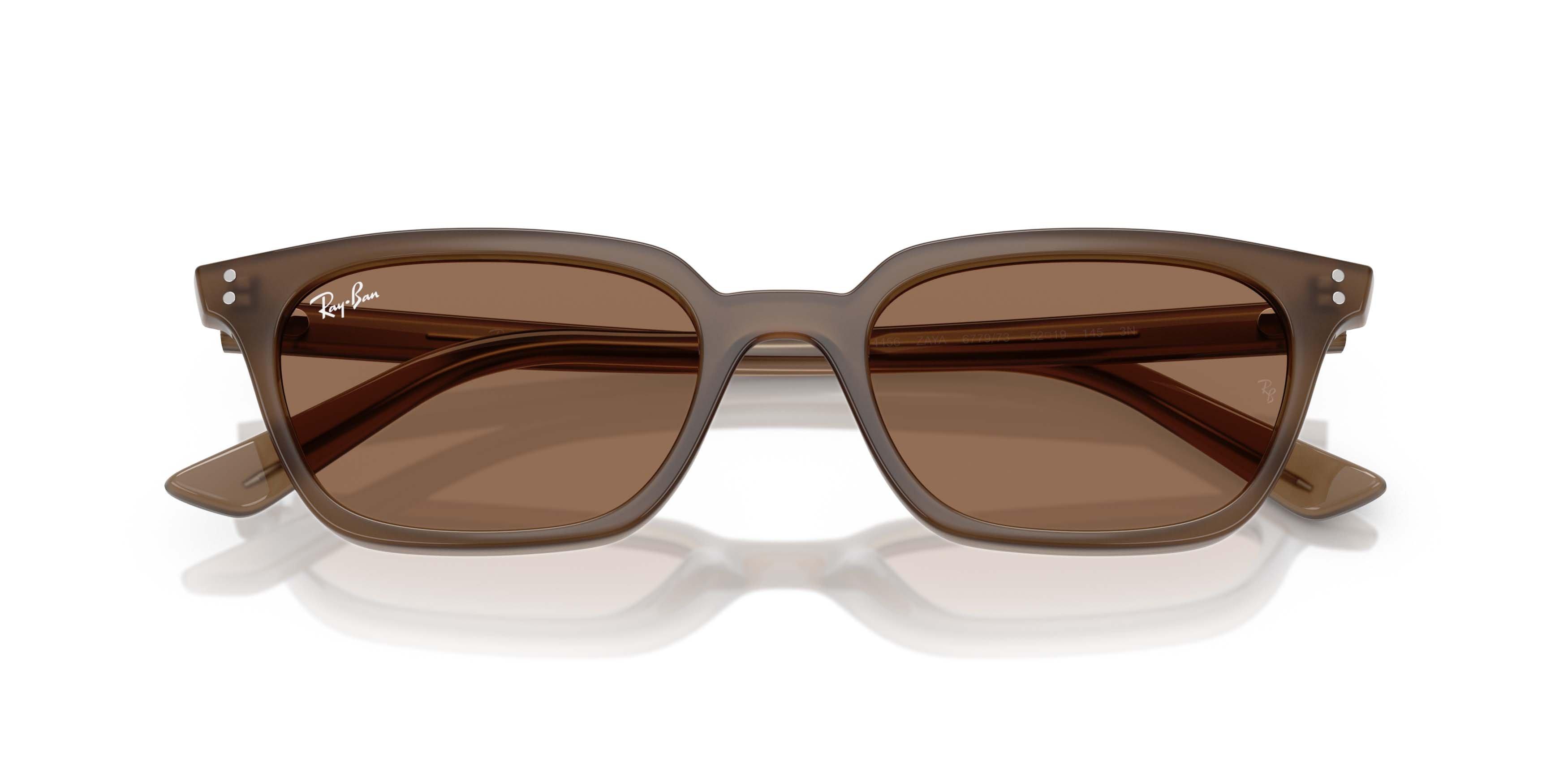 Ray-Ban Zaya Bio-Based Dark Brown Sunglasses - Transparent Brown - BROWN