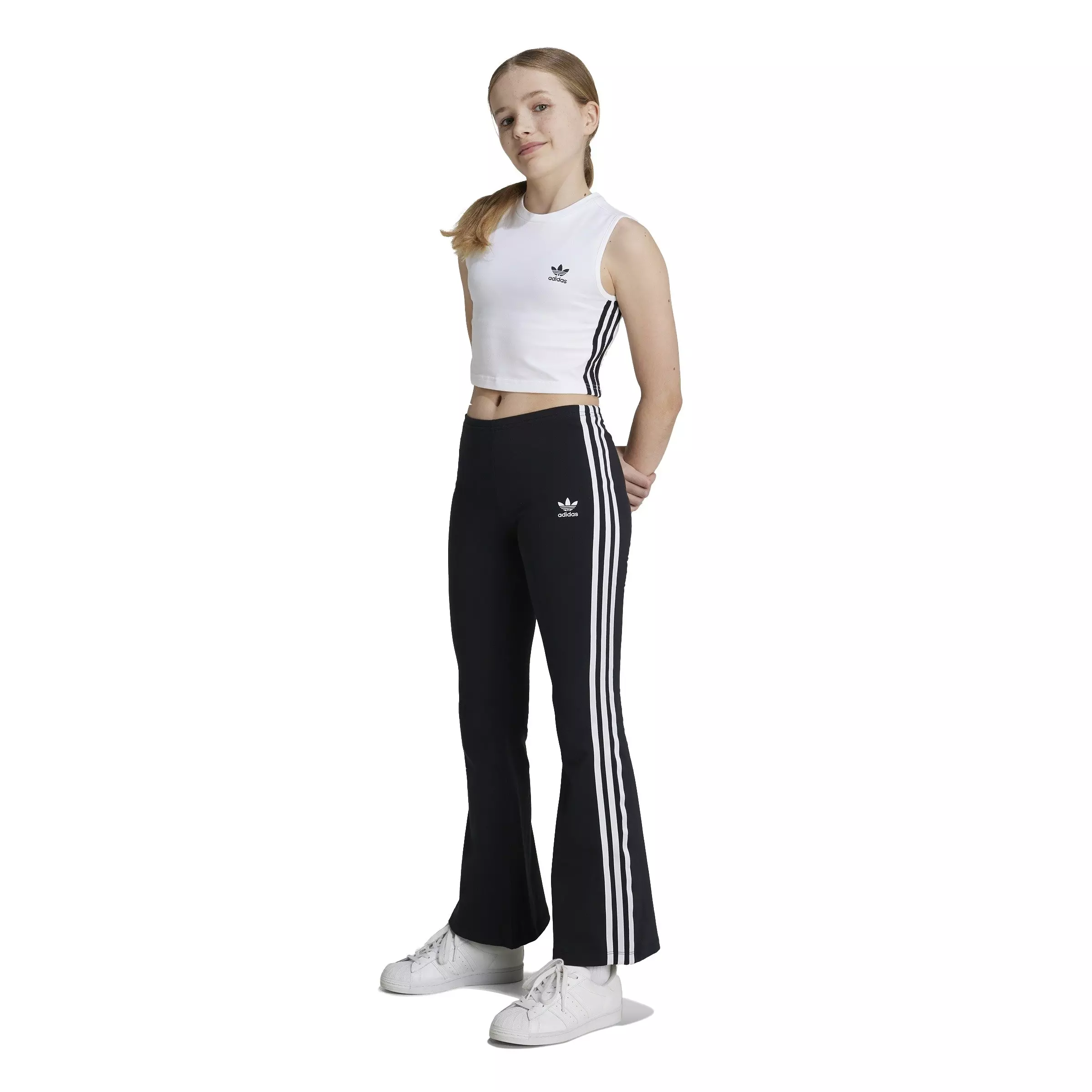 adidas Originals Big Girls' adicolor 3-Stripes Leggings -Black - BLACK