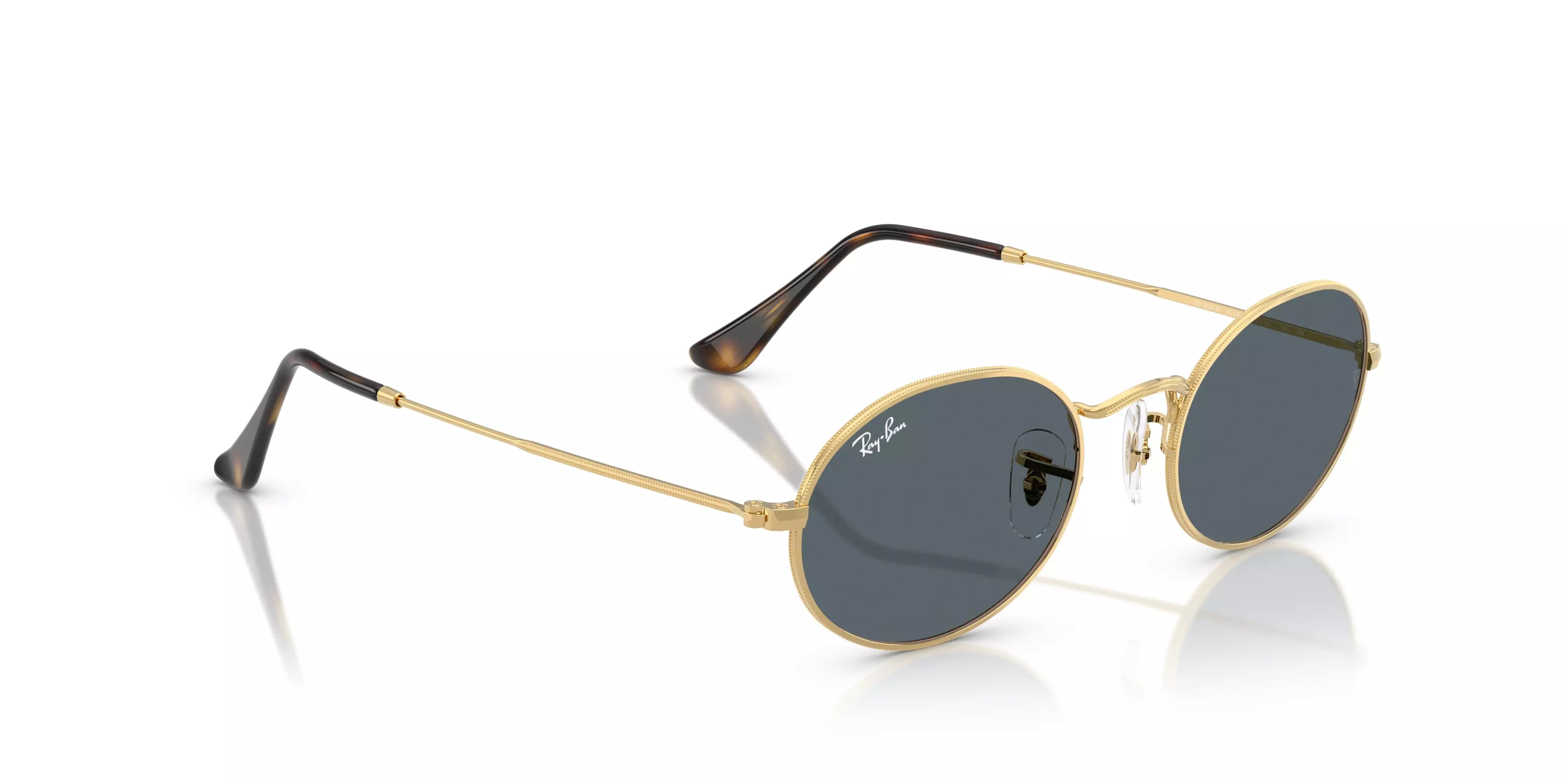 Ray-Ban Oval Flat Lenses Blue Sunglasses - Arista - GOLD/BLUE