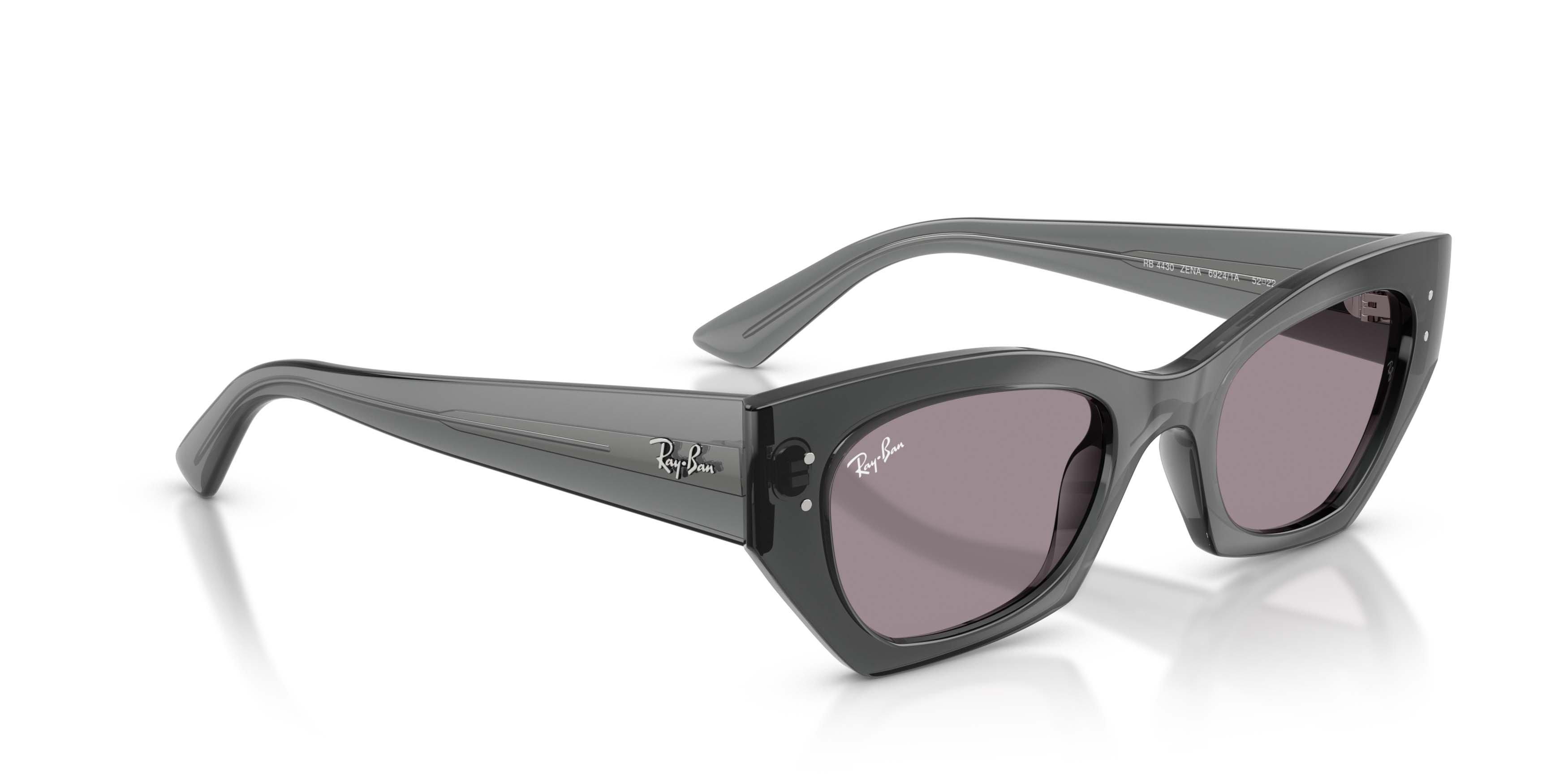 Ray-Ban Zena Bio-Based Dark Violet Sunglasses - Transparent Grey - GREY/PURPLE