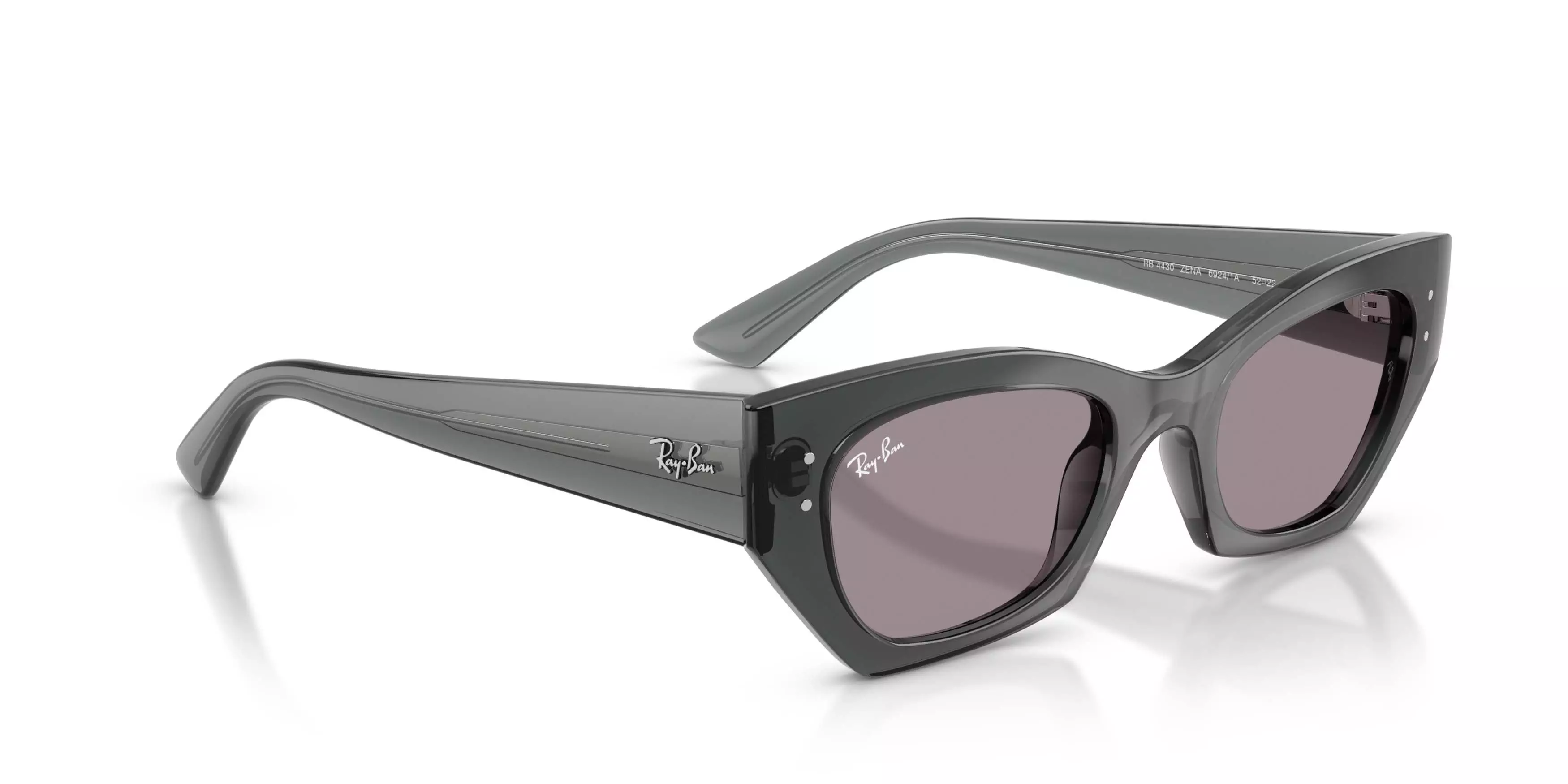 Ray-Ban Zena Bio-Based Dark Violet Sunglasses - Transparent Grey - GREY/PURPLE