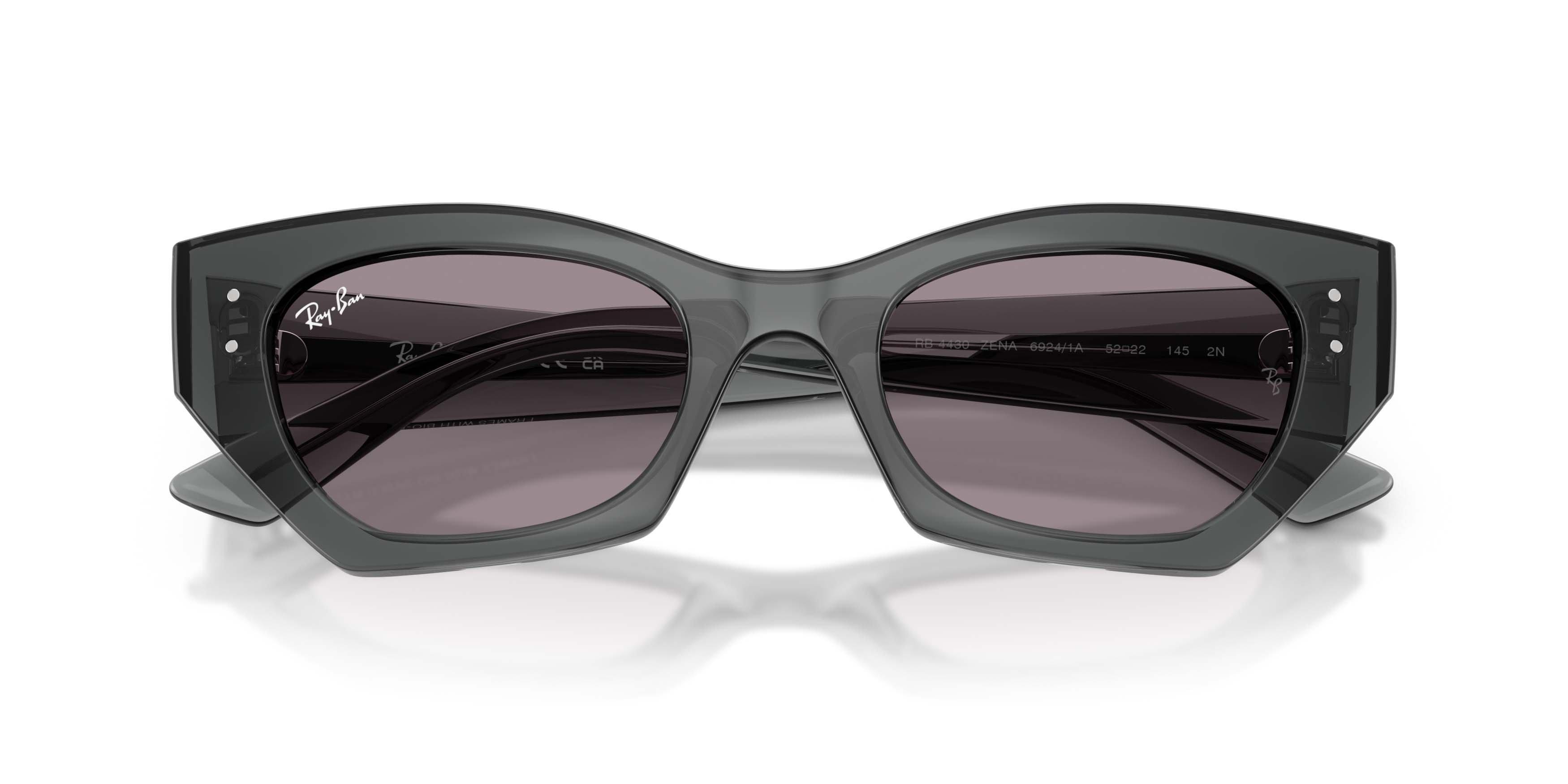 Ray-Ban Zena Bio-Based Dark Violet Sunglasses - Transparent Grey - GREY/PURPLE