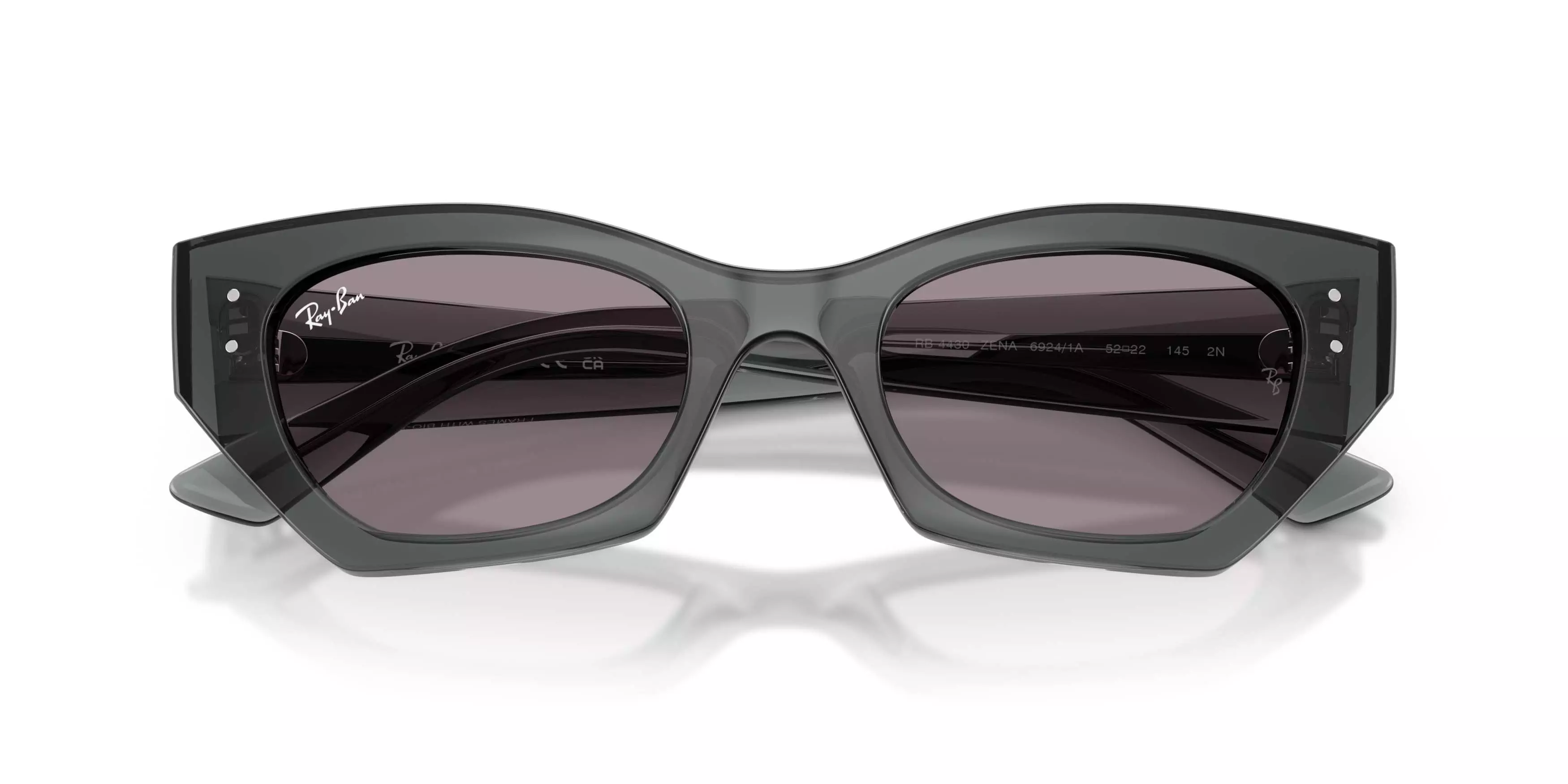 Ray-Ban Zena Bio-Based Dark Violet Sunglasses - Transparent Grey - GREY/PURPLE