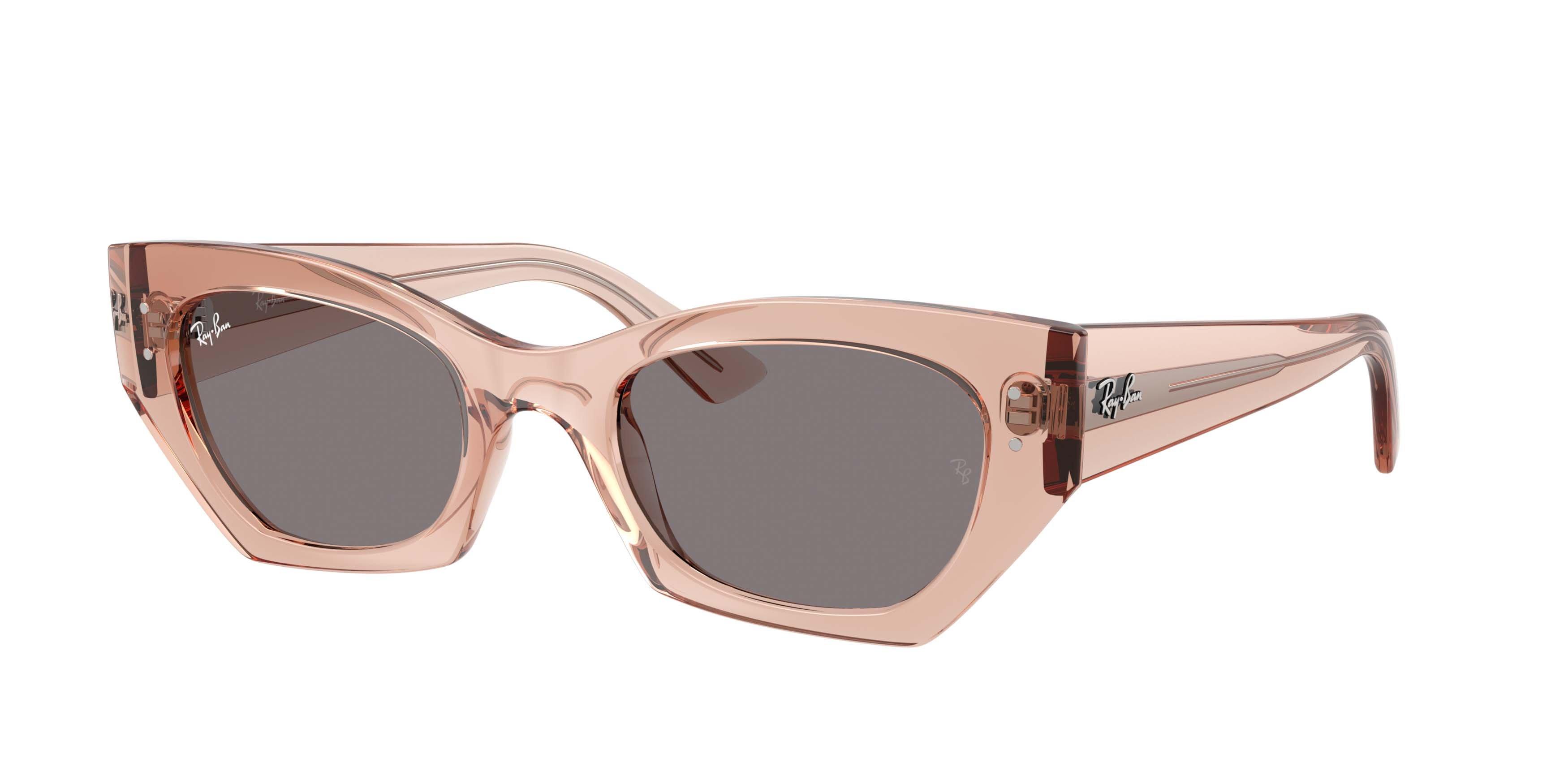 Ray-Ban Zena Bio-Based Brown Sunglasses - Transparent Pink - PINK/BROWN