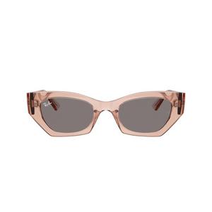 Ray-Ban Zena Bio-Based Brown Sunglasses - Transparent Pink - PINK/BROWN