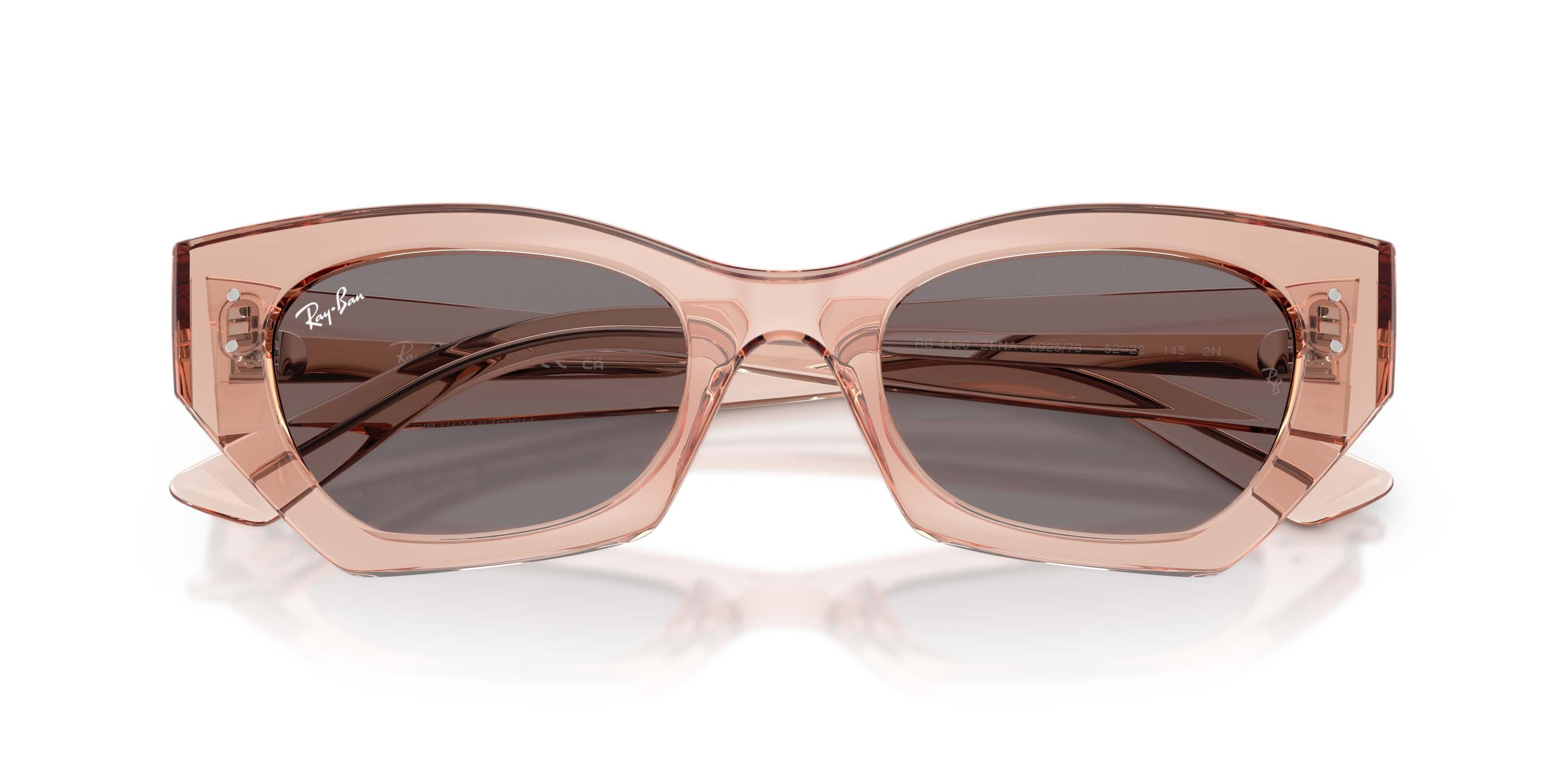 Ray-Ban Zena Bio-Based Brown Sunglasses - Transparent Pink - PINK/BROWN