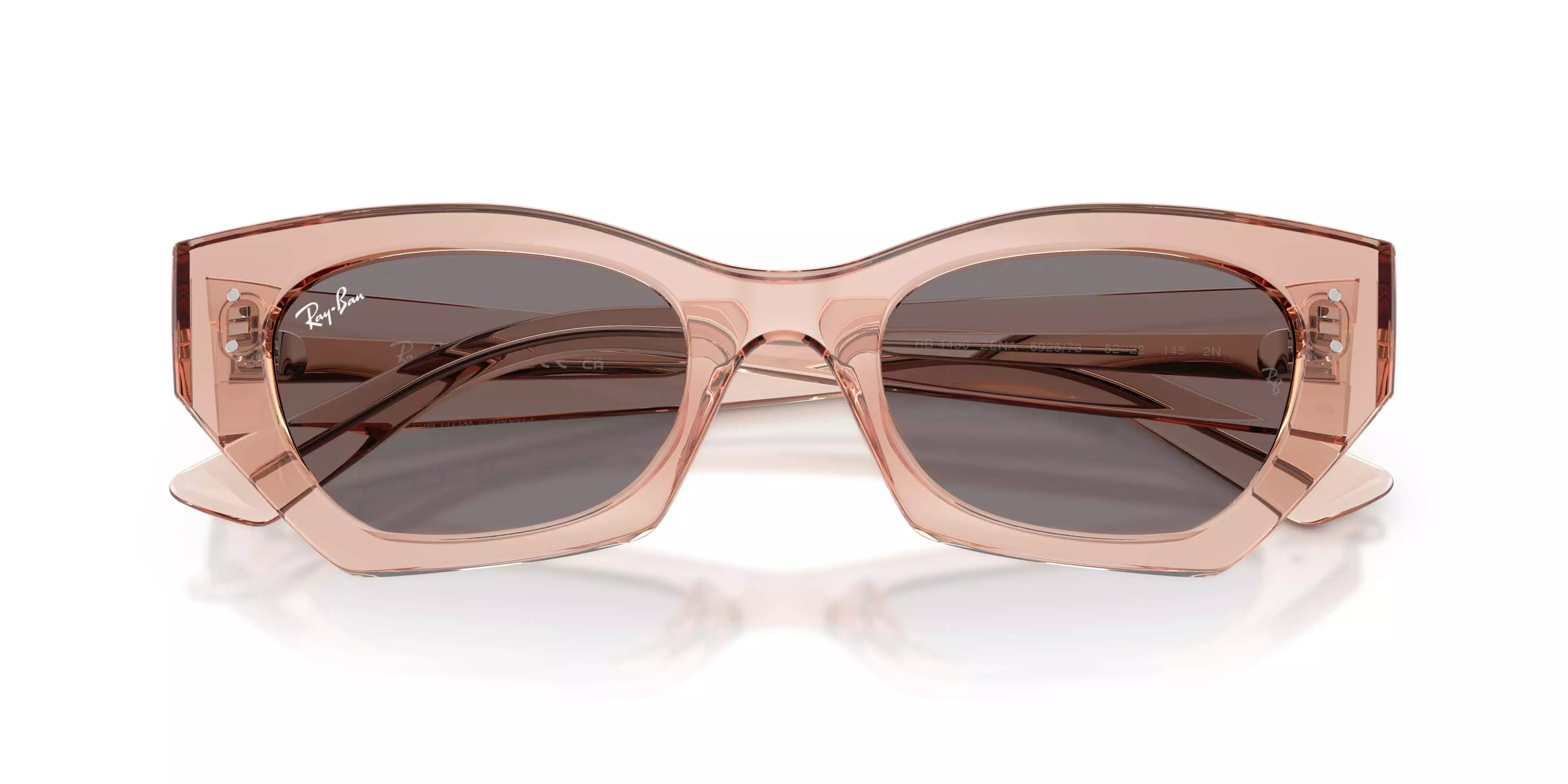 Ray-Ban Zena Bio-Based Brown Sunglasses - Transparent Pink - PINK/BROWN