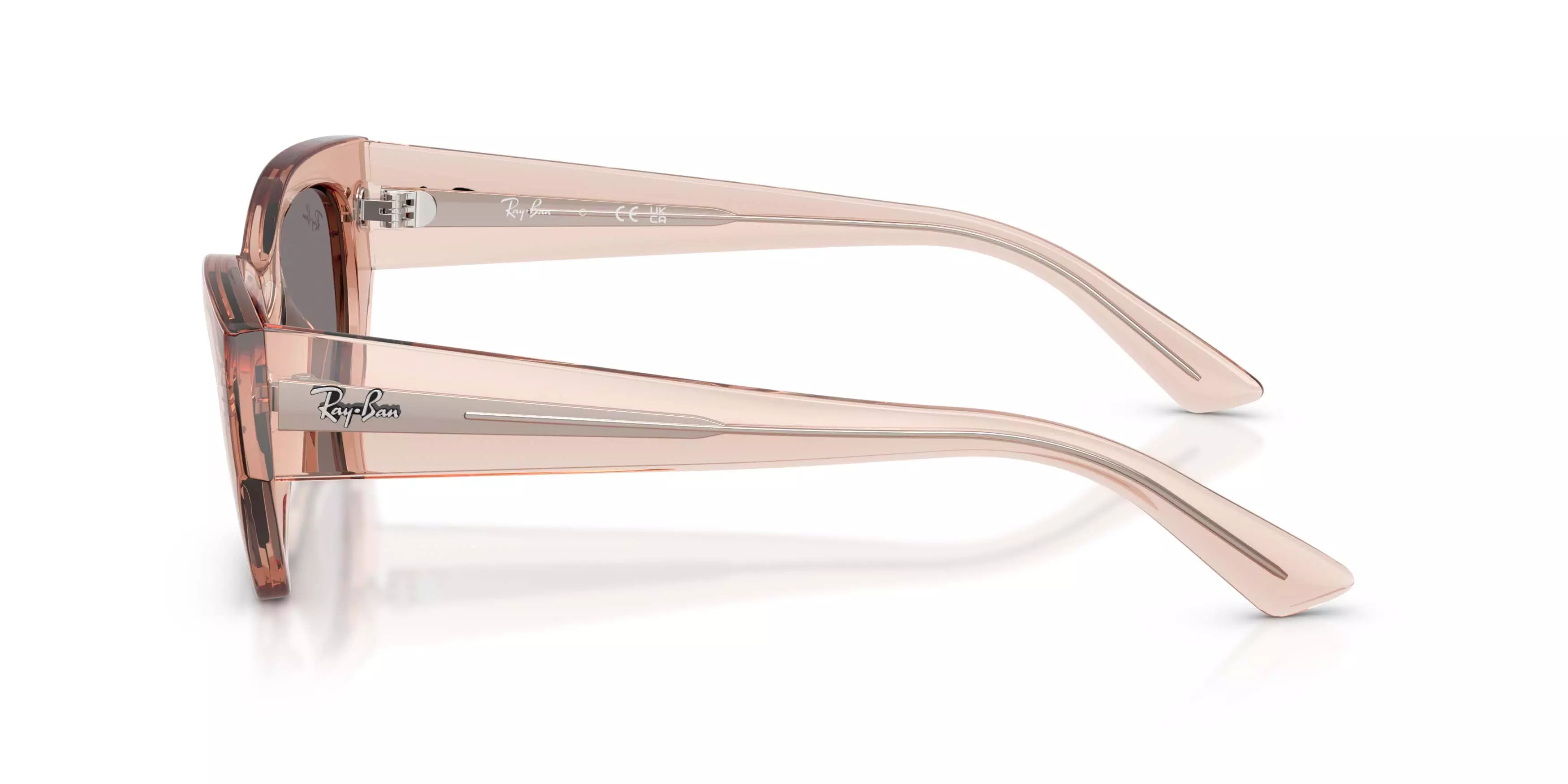 Ray-Ban Zena Bio-Based Brown Sunglasses - Transparent Pink - PINK/BROWN