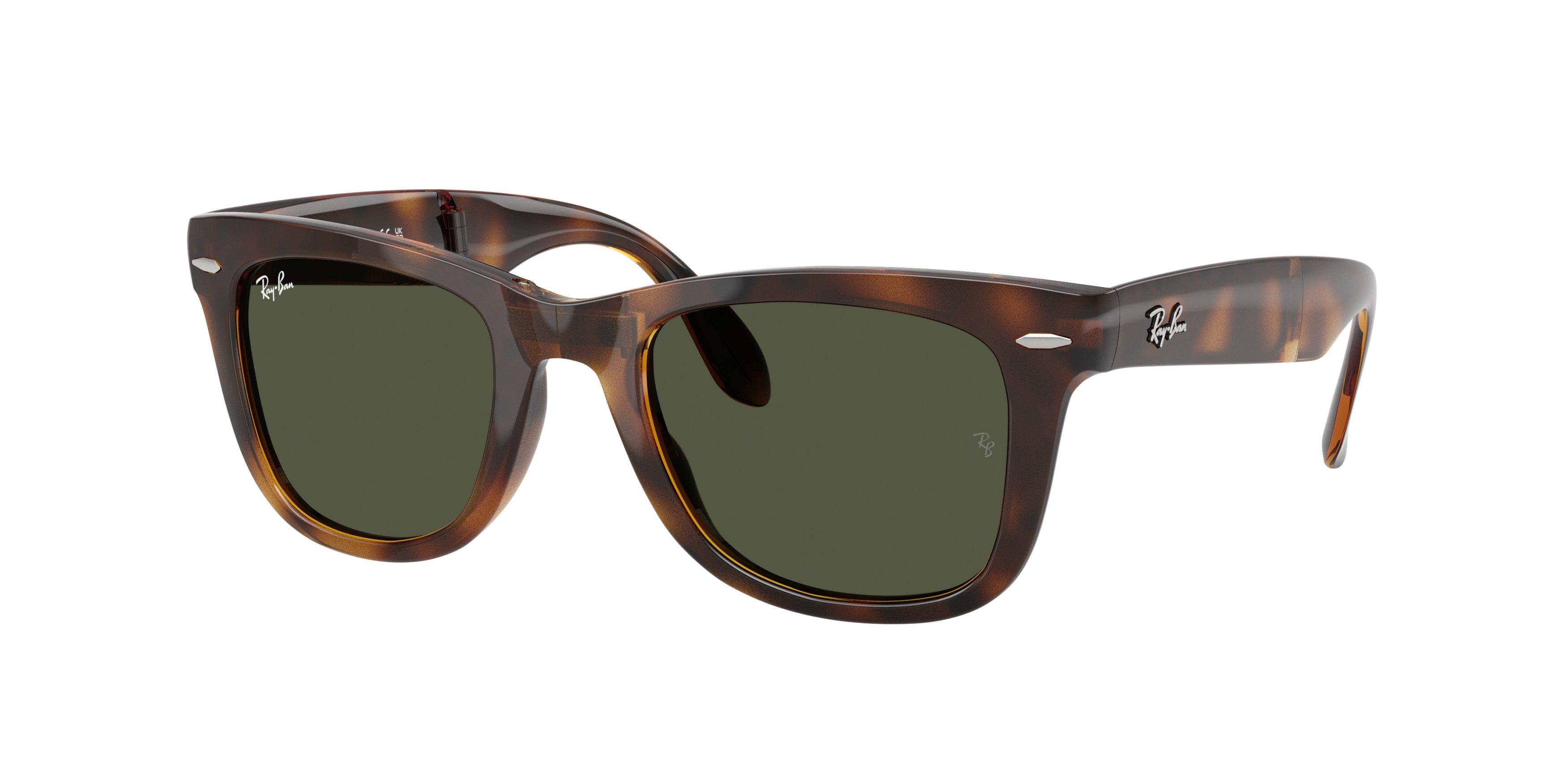 Ray-Ban Wayfarer Folding Classic Green Sunglasses - Havana - BROWN/GREEN Thumbnail View 1