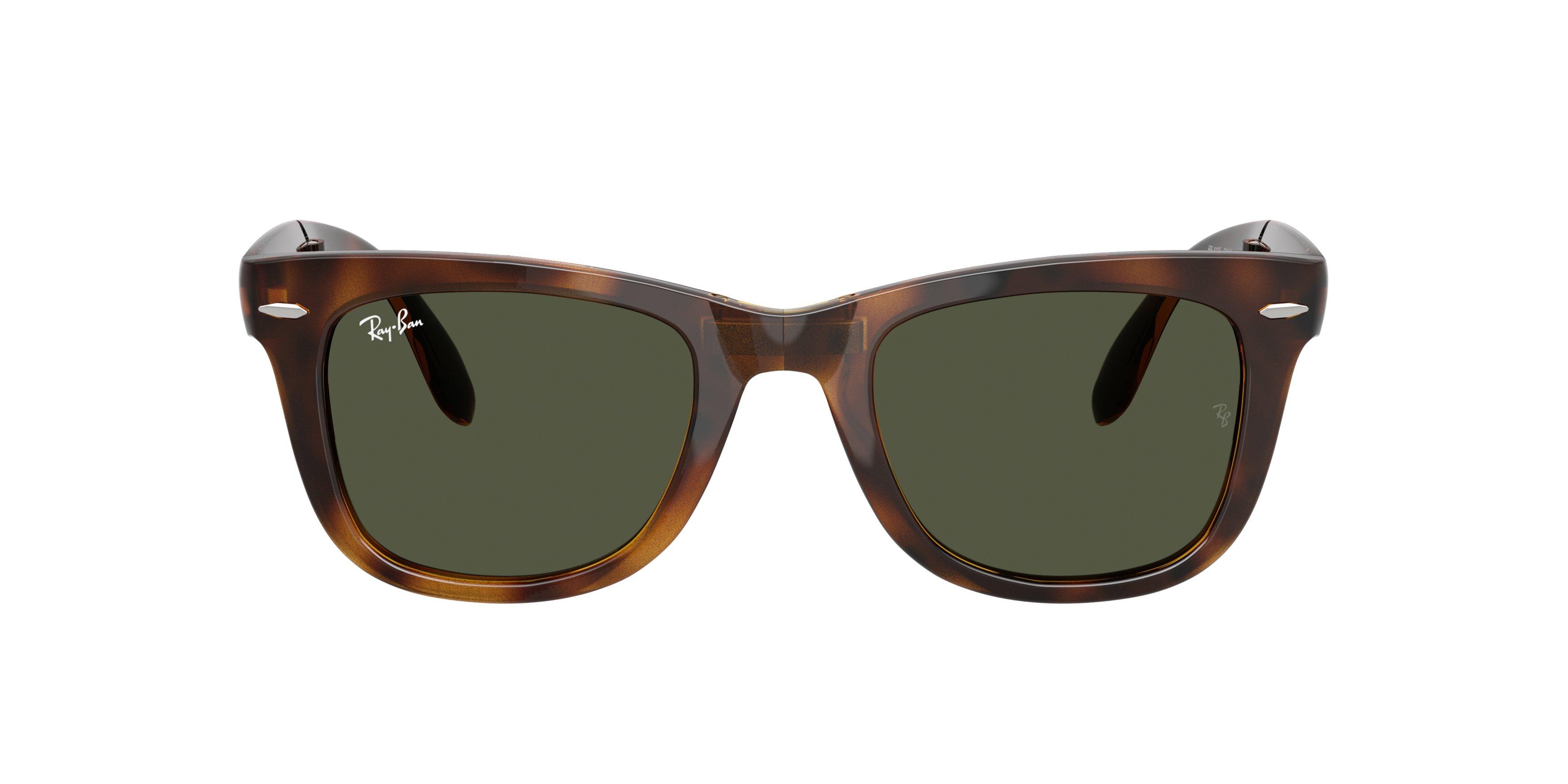 Ray-Ban Wayfarer Folding Classic Green Sunglasses - Havana - BROWN/GREEN Thumbnail View 3