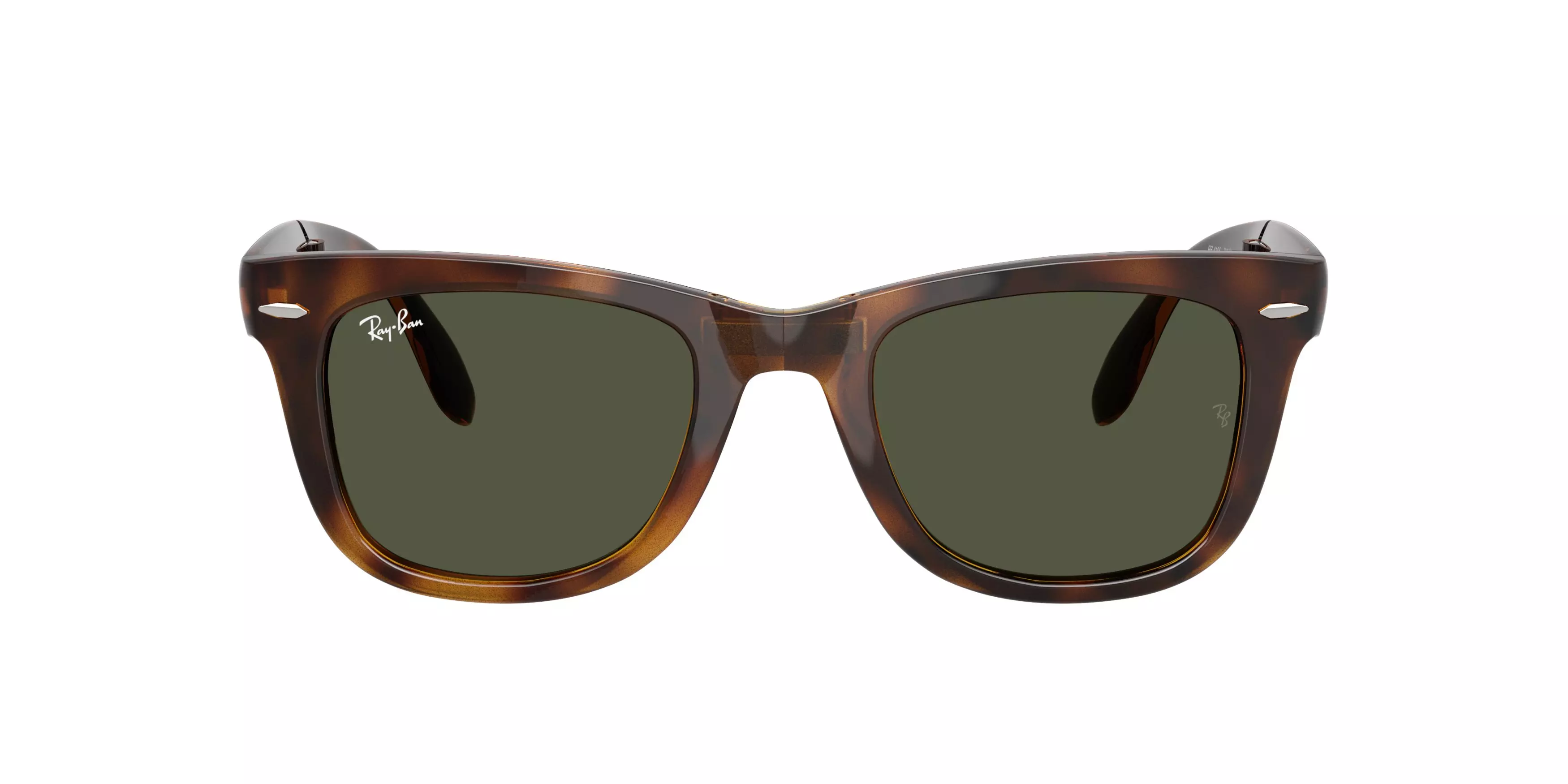 Ray-Ban Wayfarer Folding Classic Green Sunglasses - Havana - BROWN/GREEN