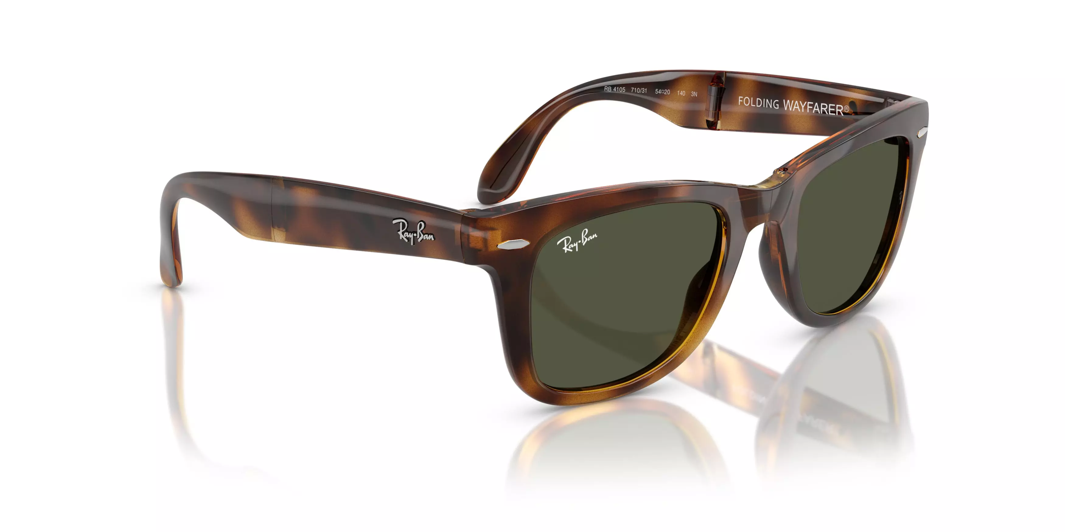 Ray-Ban Wayfarer Folding Classic Green Sunglasses - Havana - BROWN/GREEN