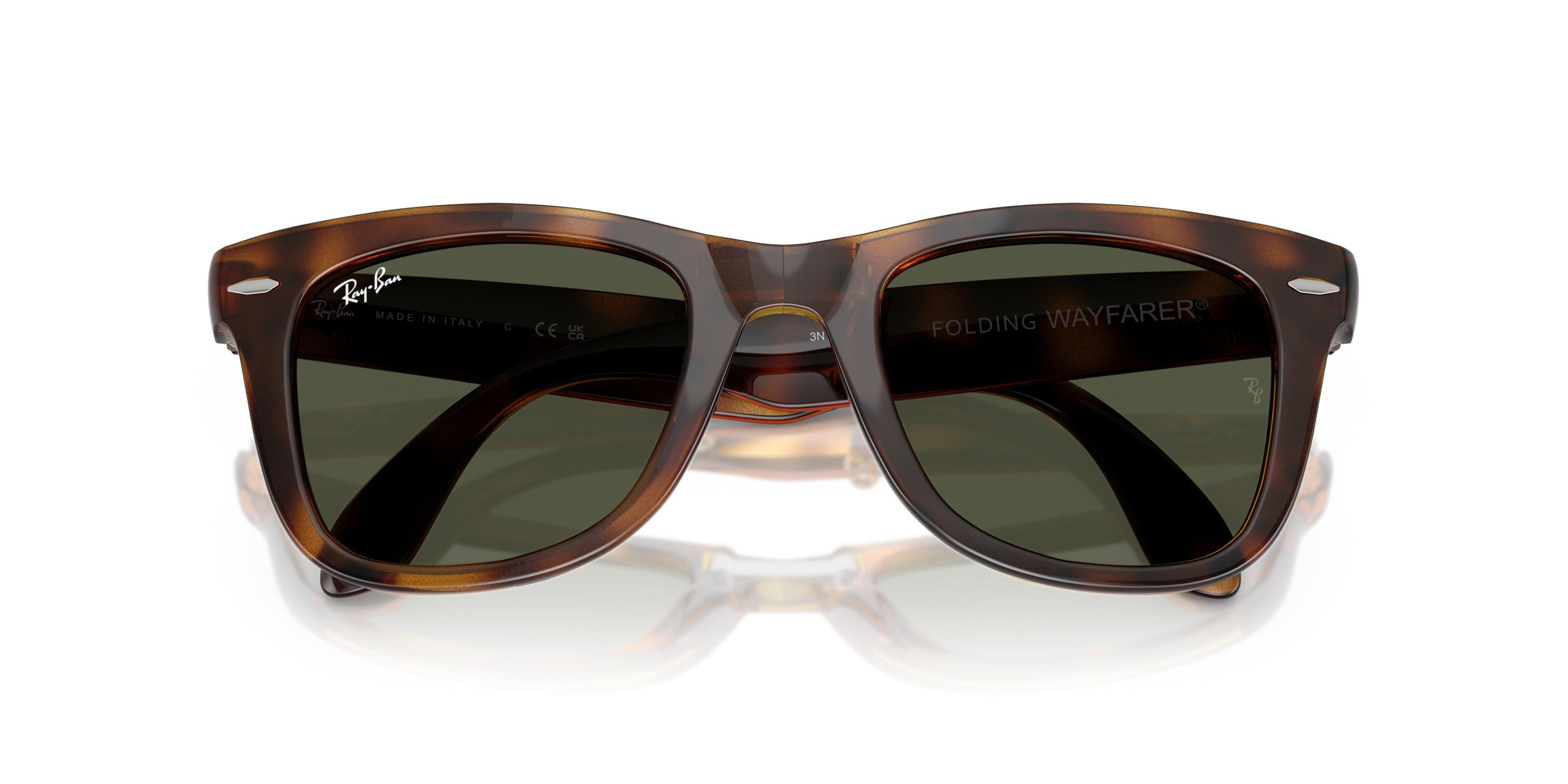 Ray-Ban Wayfarer Folding Classic Green Sunglasses - Havana - BROWN/GREEN Thumbnail View 5