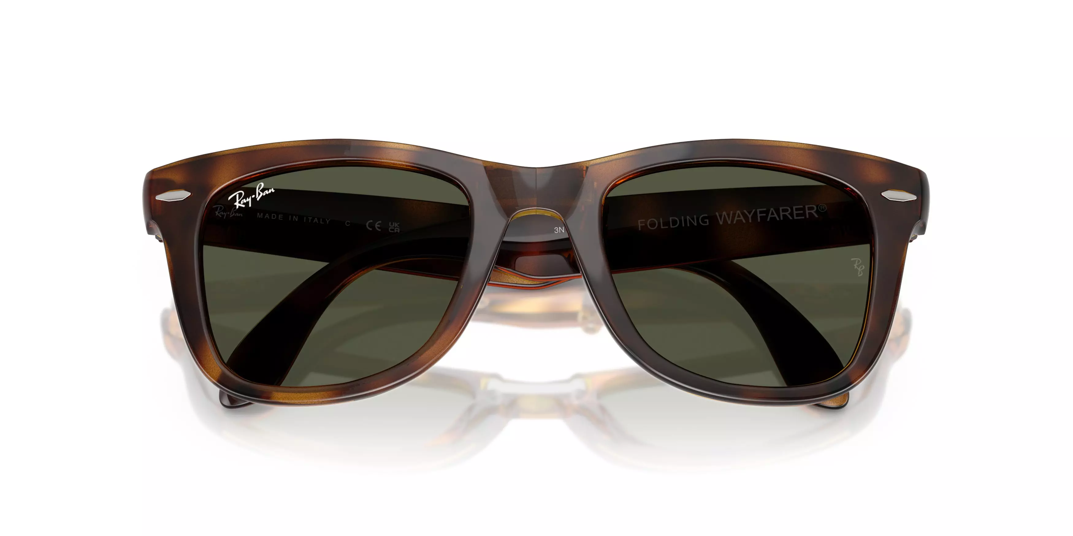 Ray-Ban Wayfarer Folding Classic Green Sunglasses - Havana - BROWN/GREEN