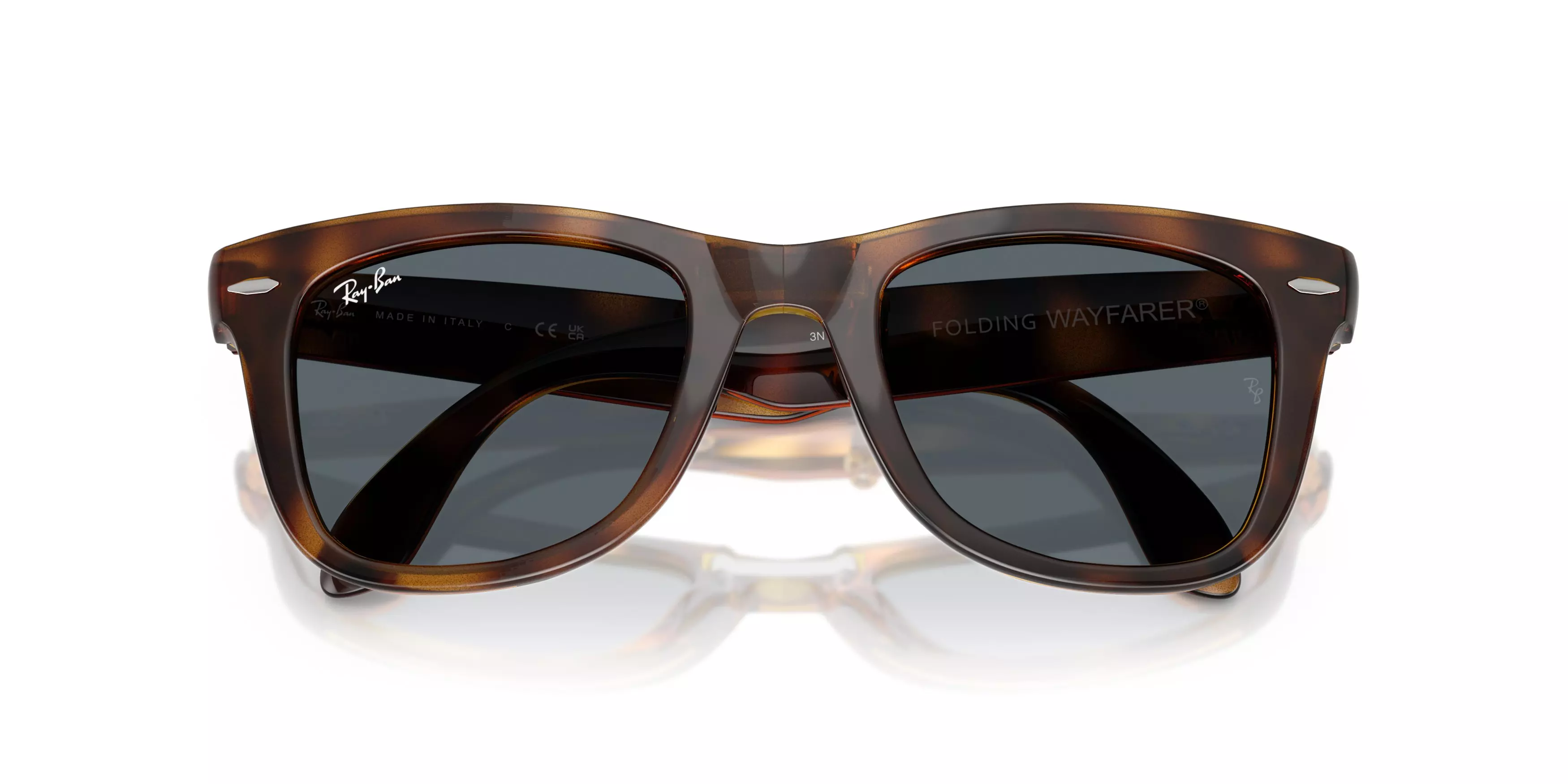 Ray-Ban Wayfarer Folding Classic Blue Sunglasses - Havana - BROWN/BLUE