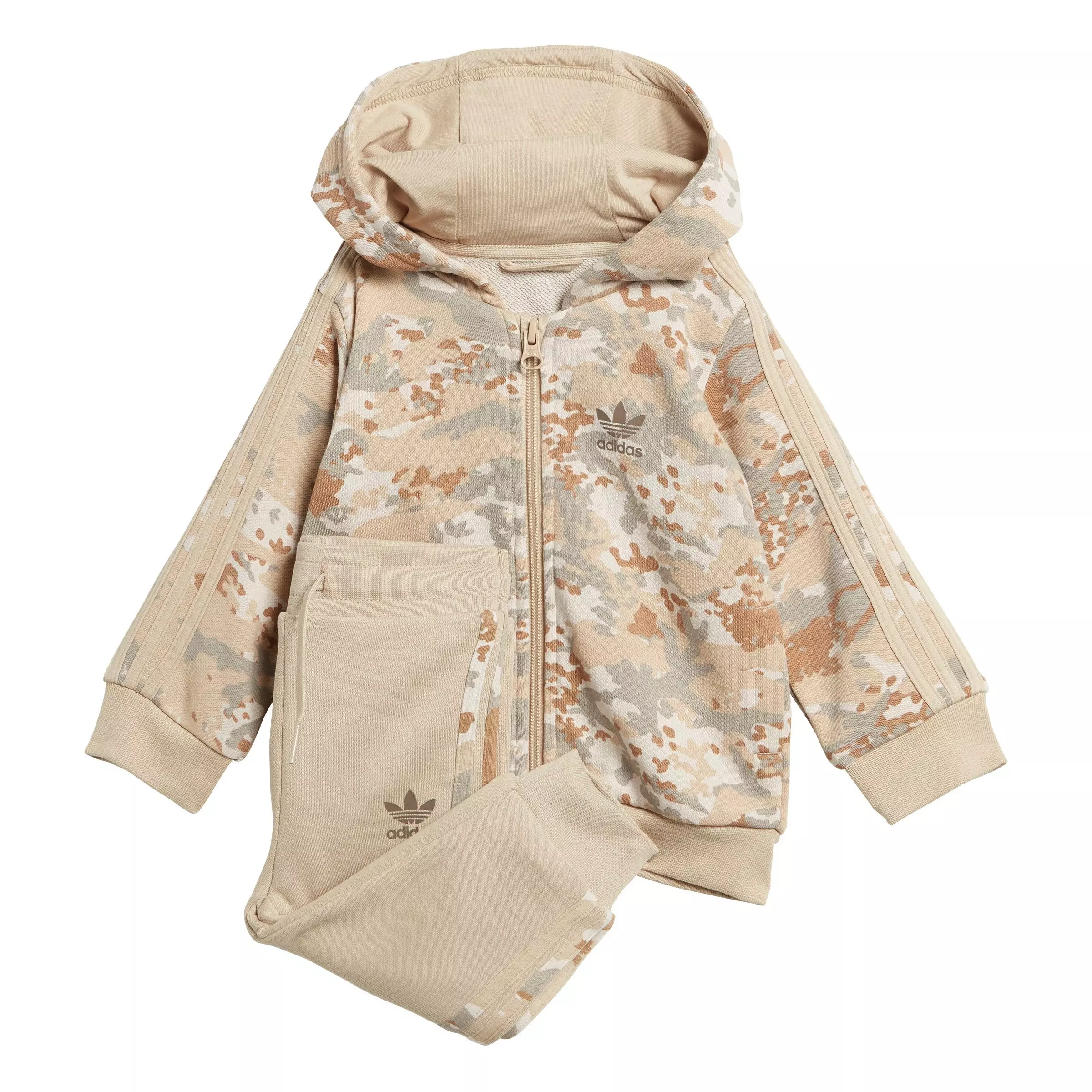 adidas Originals Infant Camo Hoodie Full-Zip Set-Beige - BEIGE