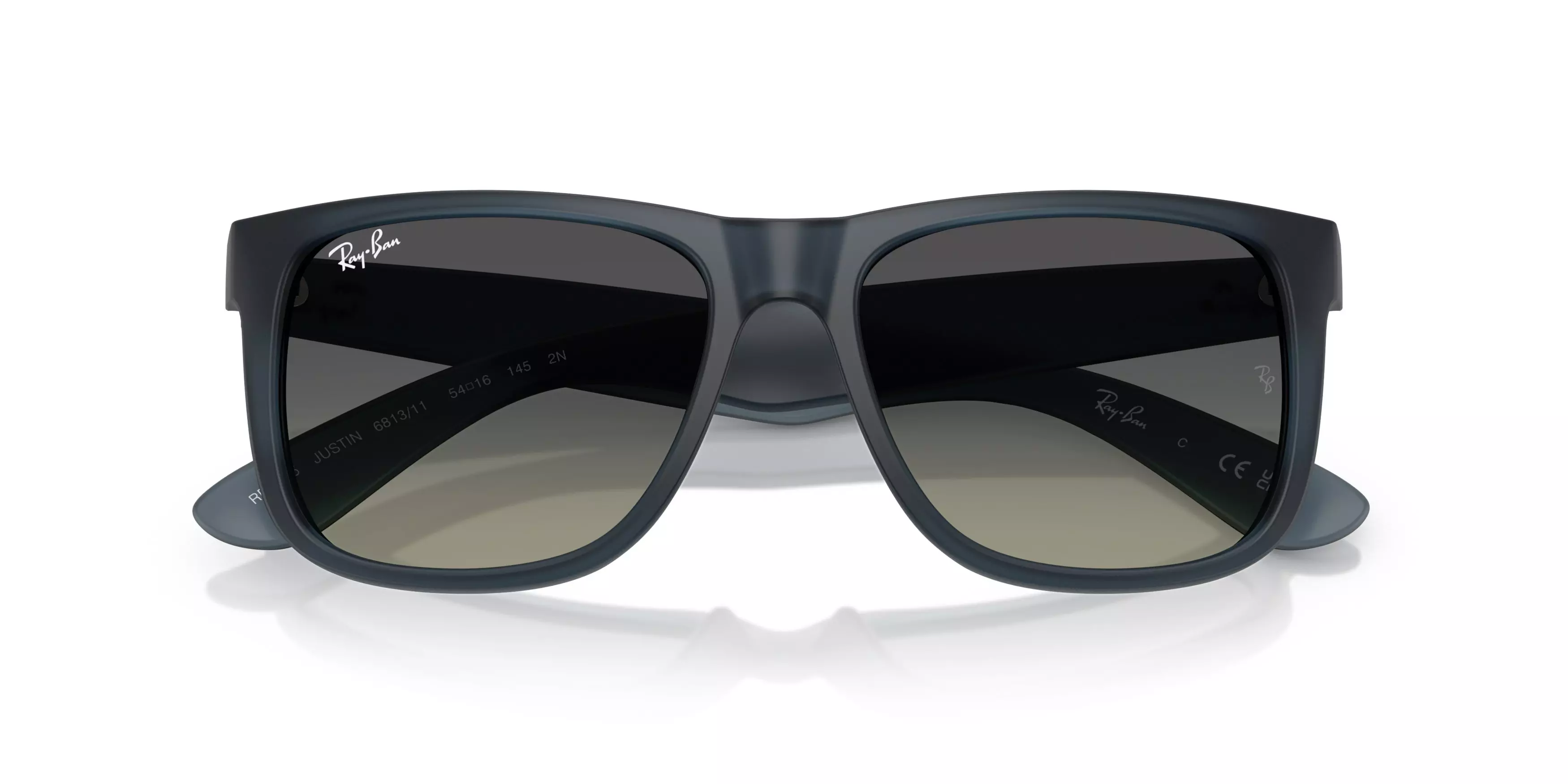 Ray-Ban Justin Classic Grey Gradient Sunglasses - Rubber Blue - BLUE/GREY