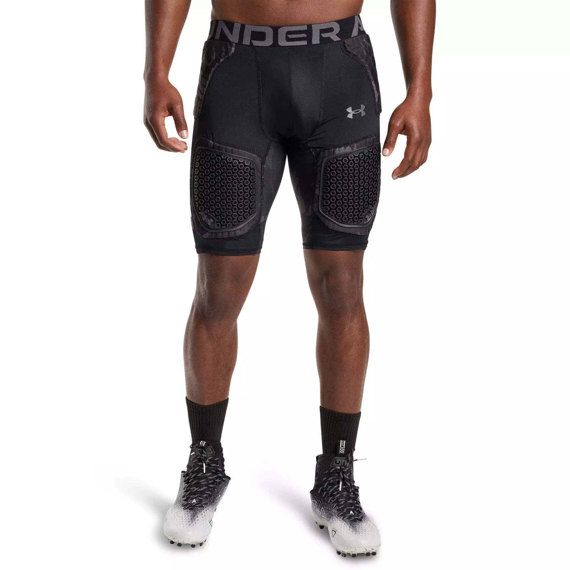 Under Armour Men's Gameday Pro 5-Pad Football Girdle - Camo Black/Grey - CAMO BLACK/GREY