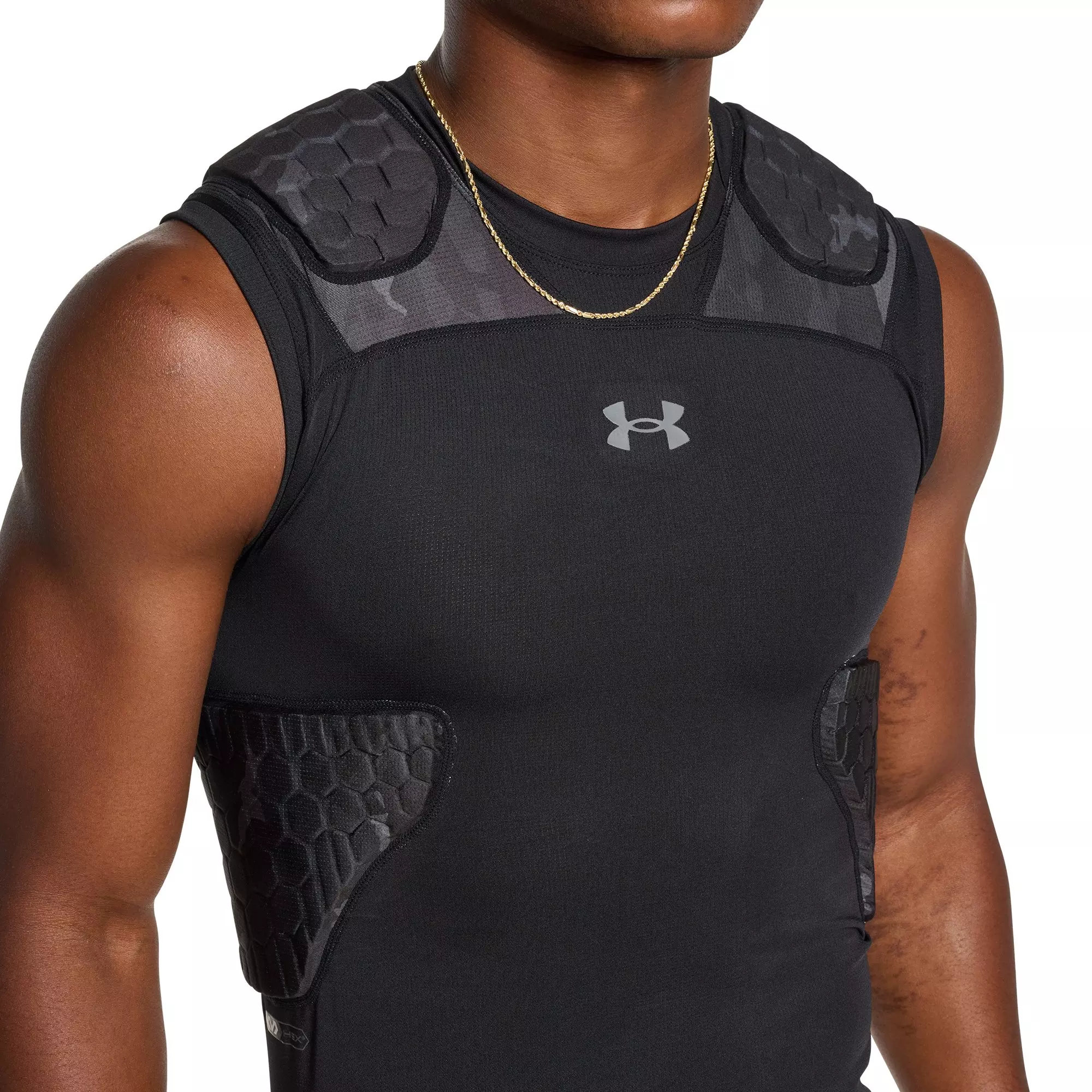 Under Armour Men's Gameday Pro 5-Pad Top - Camo Black/Grey - CAMO BLACK/GREY