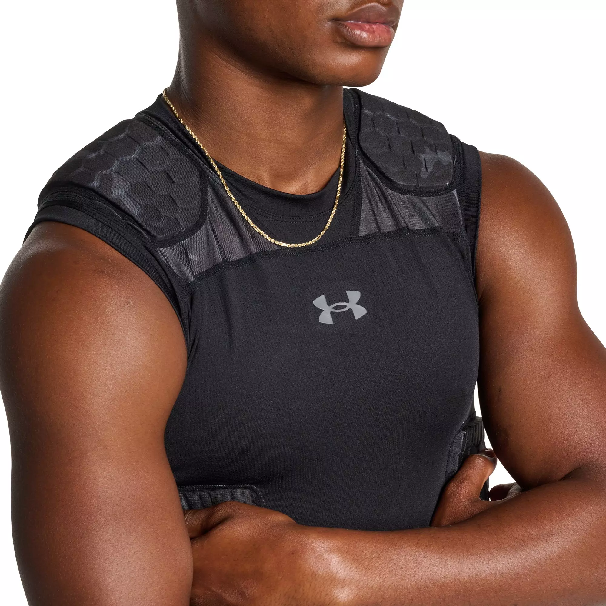 Under Armour Men's Gameday Pro 5-Pad Top - Camo Black/Grey - CAMO BLACK/GREY