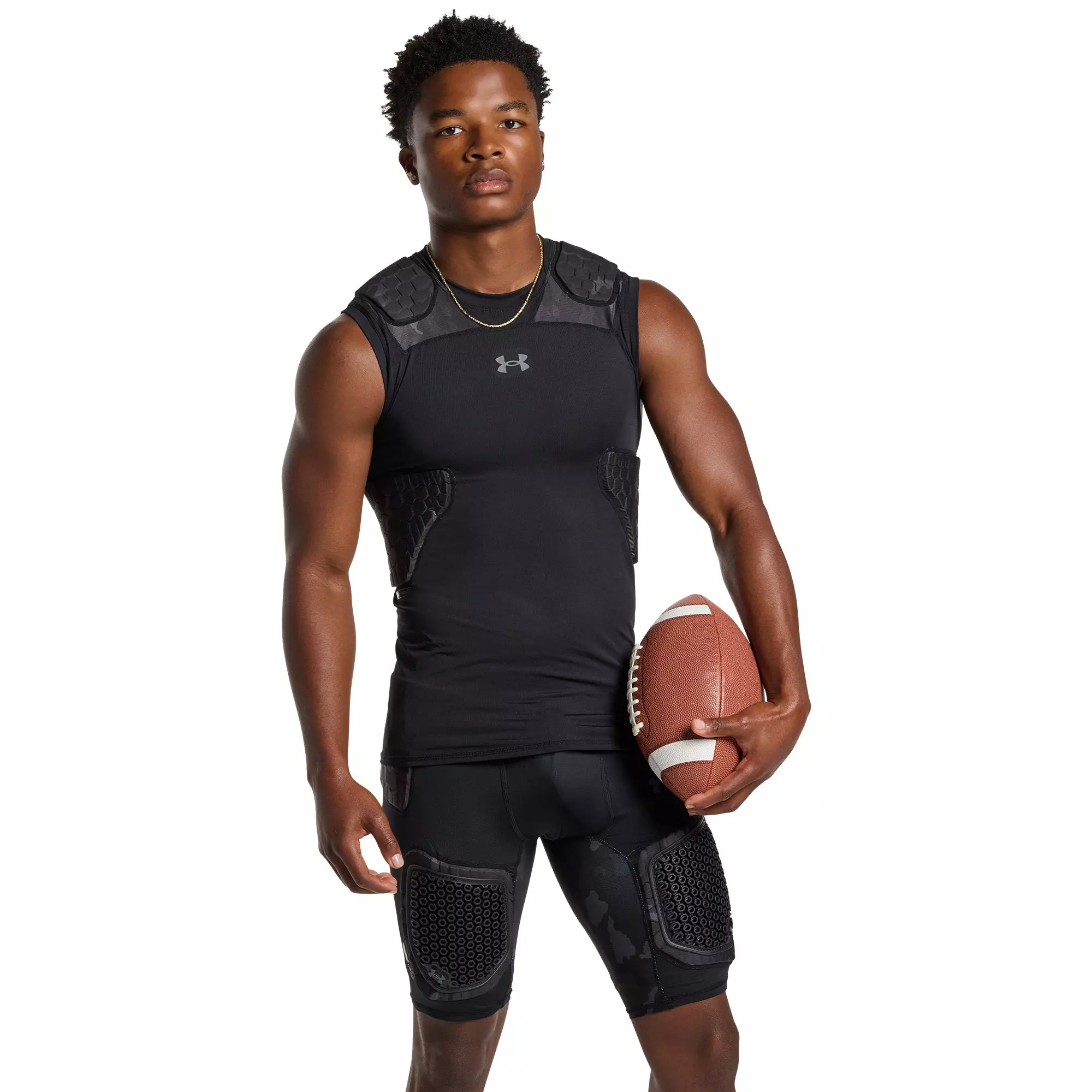 Under Armour Men's Gameday Pro 5-Pad Top - Camo Black/Grey - CAMO BLACK/GREY