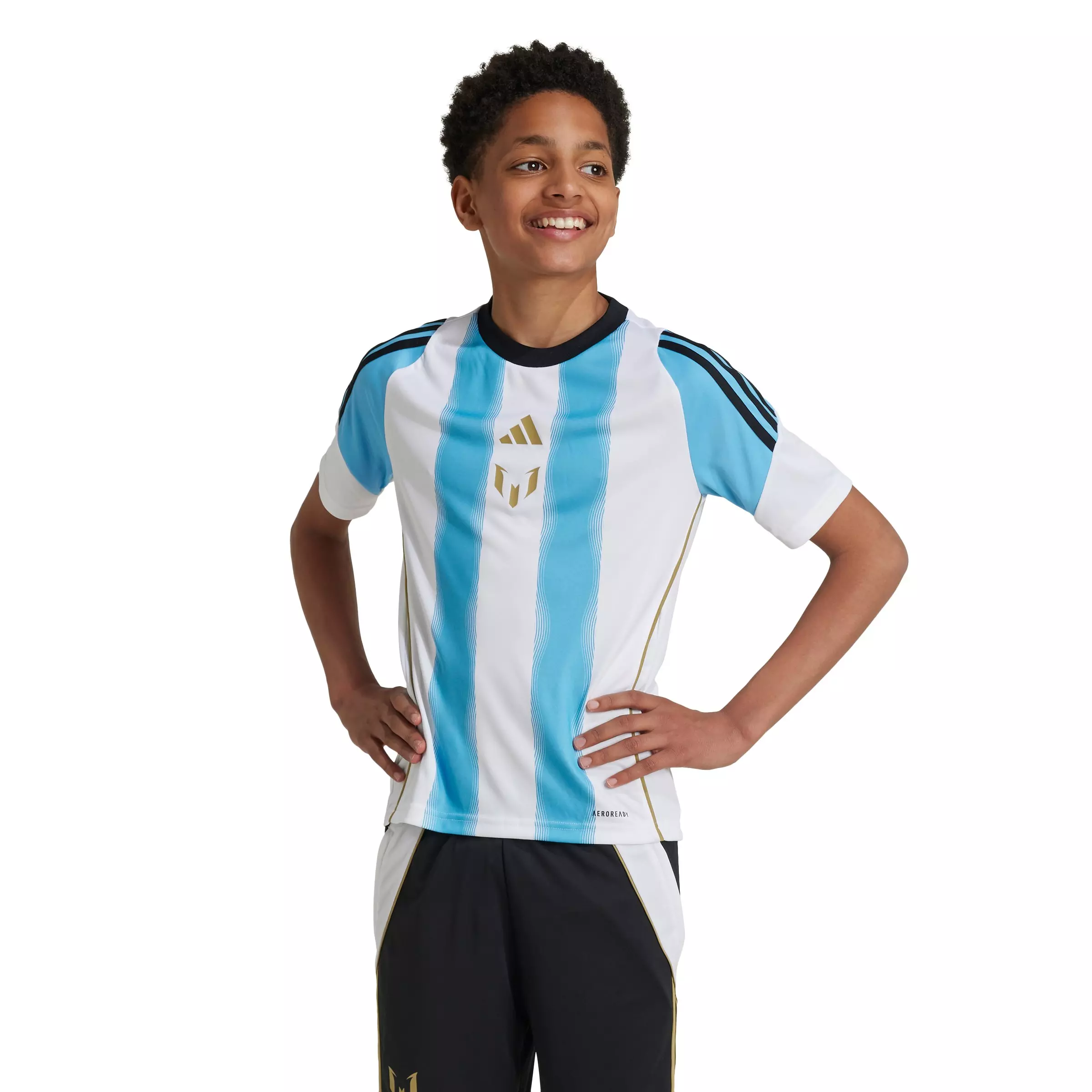 adidas Big Kids' Messi Training Jersey - White/Blue - WHITE/BLUE