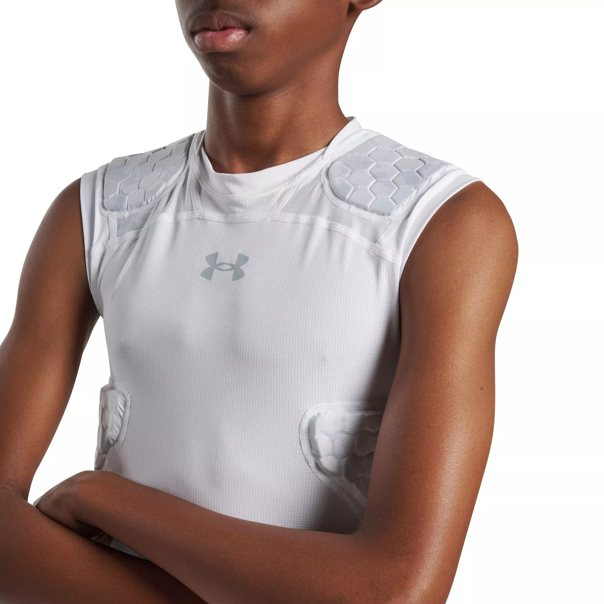 Under Armour Big Boys' Gameday Pro 5-Pad Top - Camo White/Grey - CAMO WHITE/GREY