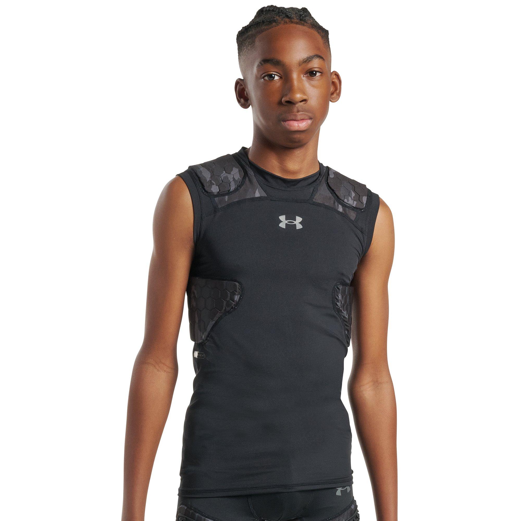 Under Armour Big Boys' Gameday Pro 5-Pad Top - Camo Black/Grey - CAMO BLACK/GREY