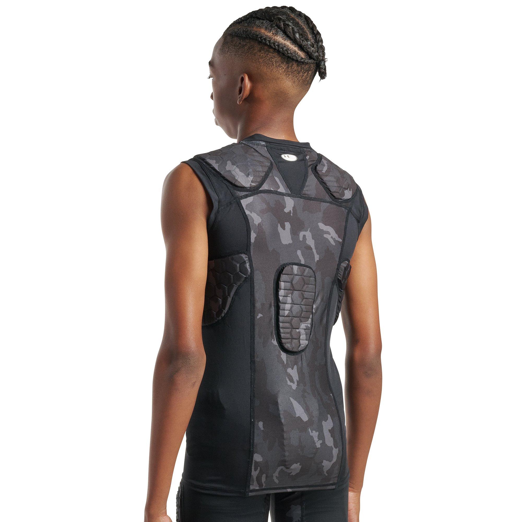 Under Armour Big Boys' Gameday Pro 5-Pad Top - Camo Black/Grey - CAMO BLACK/GREY