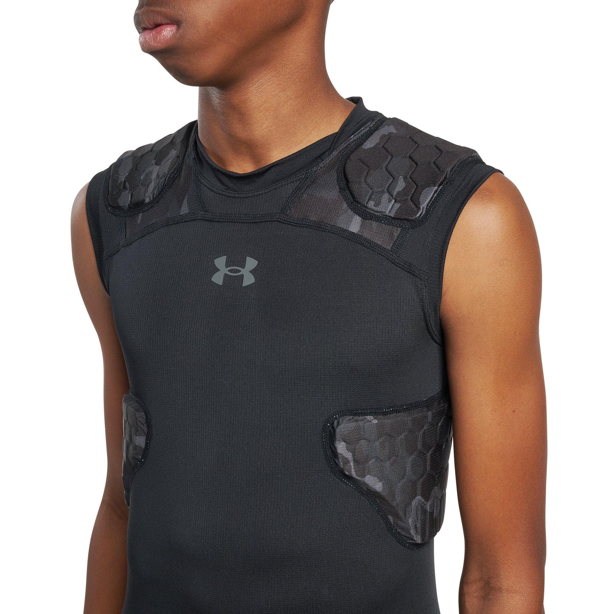 Under Armour Big Boys' Gameday Pro 5-Pad Top - Camo Black/Grey - CAMO BLACK/GREY